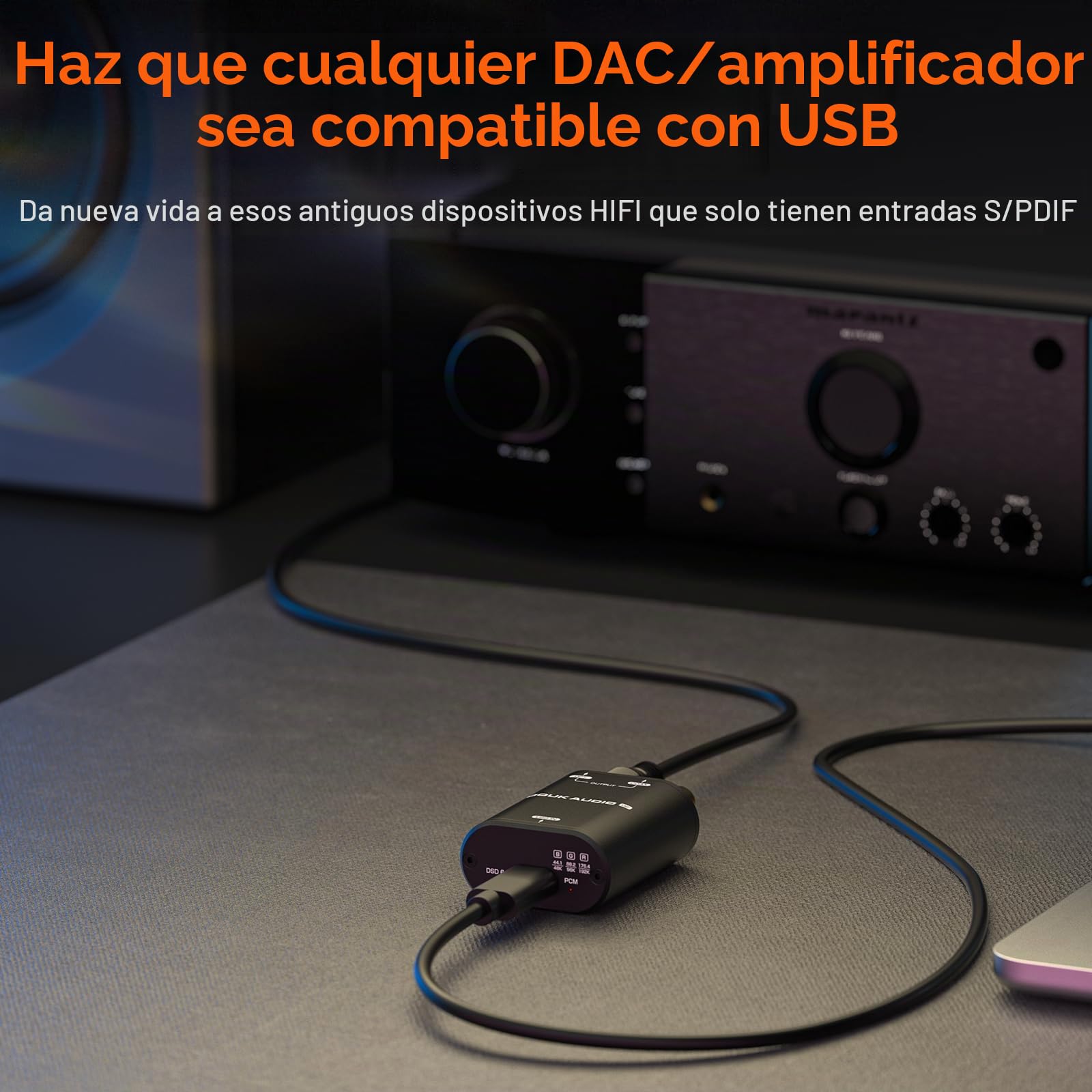 Douk Audio U2 - Convertidor USB XMOS XU208 Interfaz Digital TOSLINK Coaxial DOP SPDIF Adaptador DSD64 PCM192Khz (Negro)
