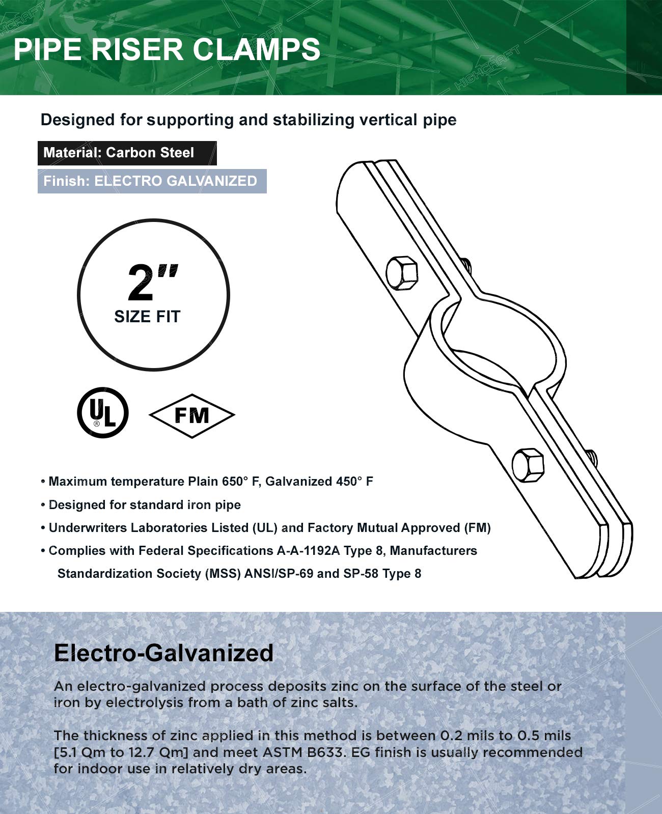 Highcraft - Soporte vertical para montaje en pared (10 unidades, cobre, IPS, CPVC, PVC, PVC)