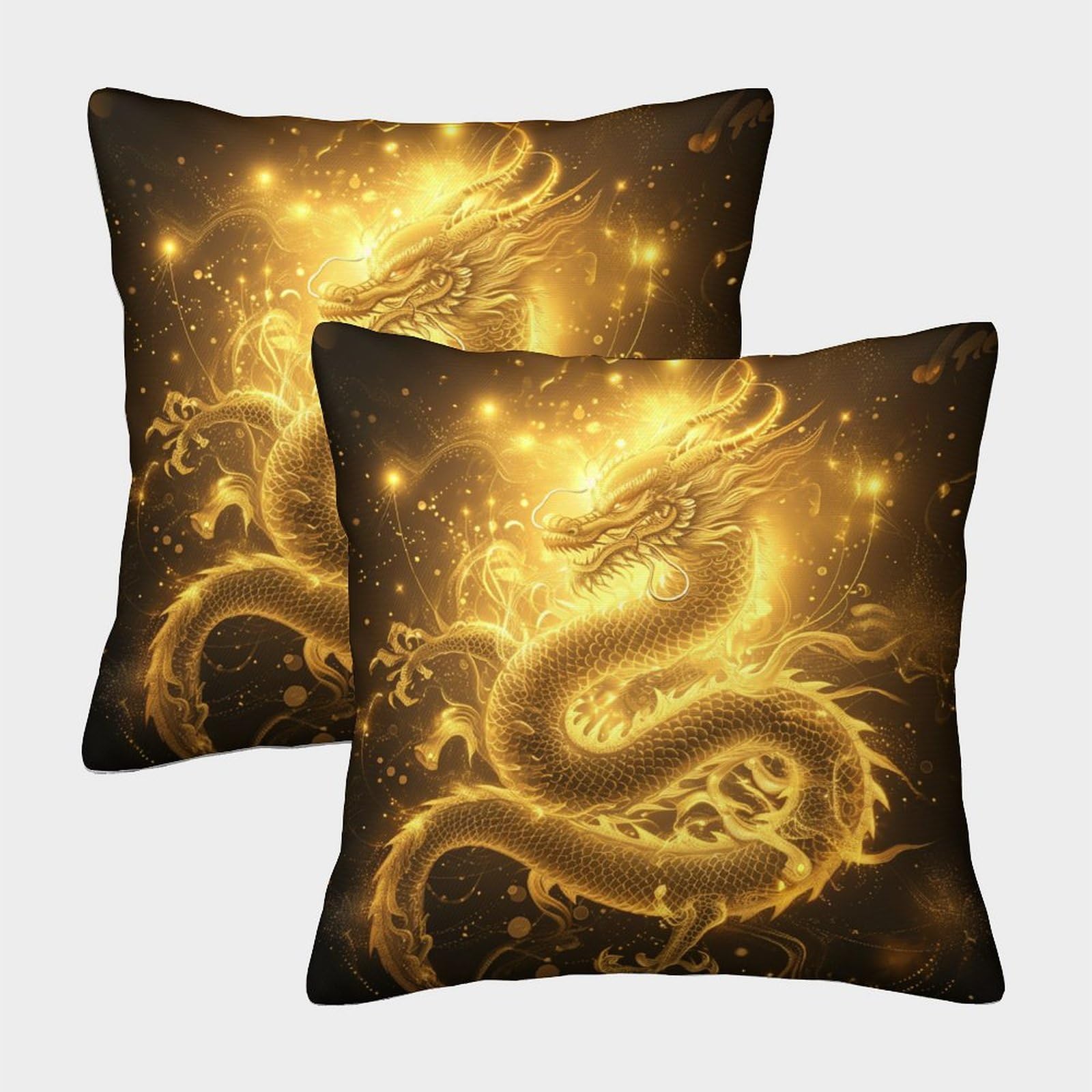 NRAOPEVVD Dragon Cushion Cover 2 Pack Decorative Machine Washable Pillowcases Square Pillow Cases with Invisible Zipper Cushion Covers for Outdoor Home Bed Decor Throw Pillow Case 40x40cm