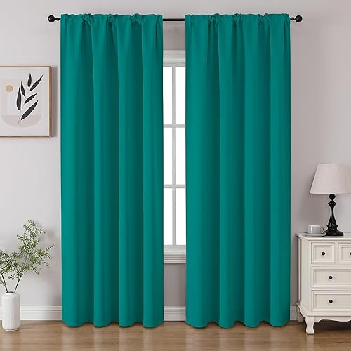 Miniatura 30 de CUCRAF - Juego de 2 paneles de cortinas opacas negras de 63 pulgadas, cortinas con bolsillo para varilla para oscurecer la habitación para