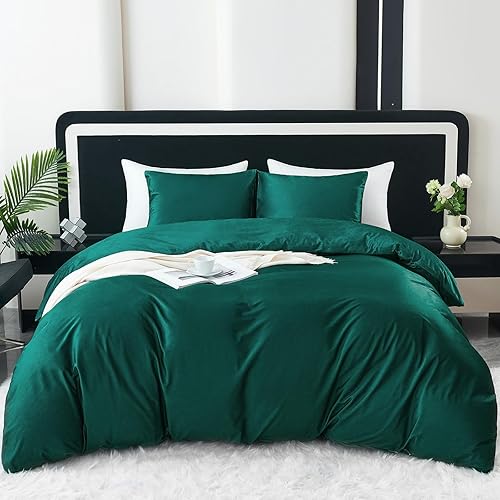 HCORA Juego de funda de edredón de terciopelo, 3 piezas, funda de edredón ultrasuave tamaño King con 2 fundas de almohada, lujoso juego de funda de