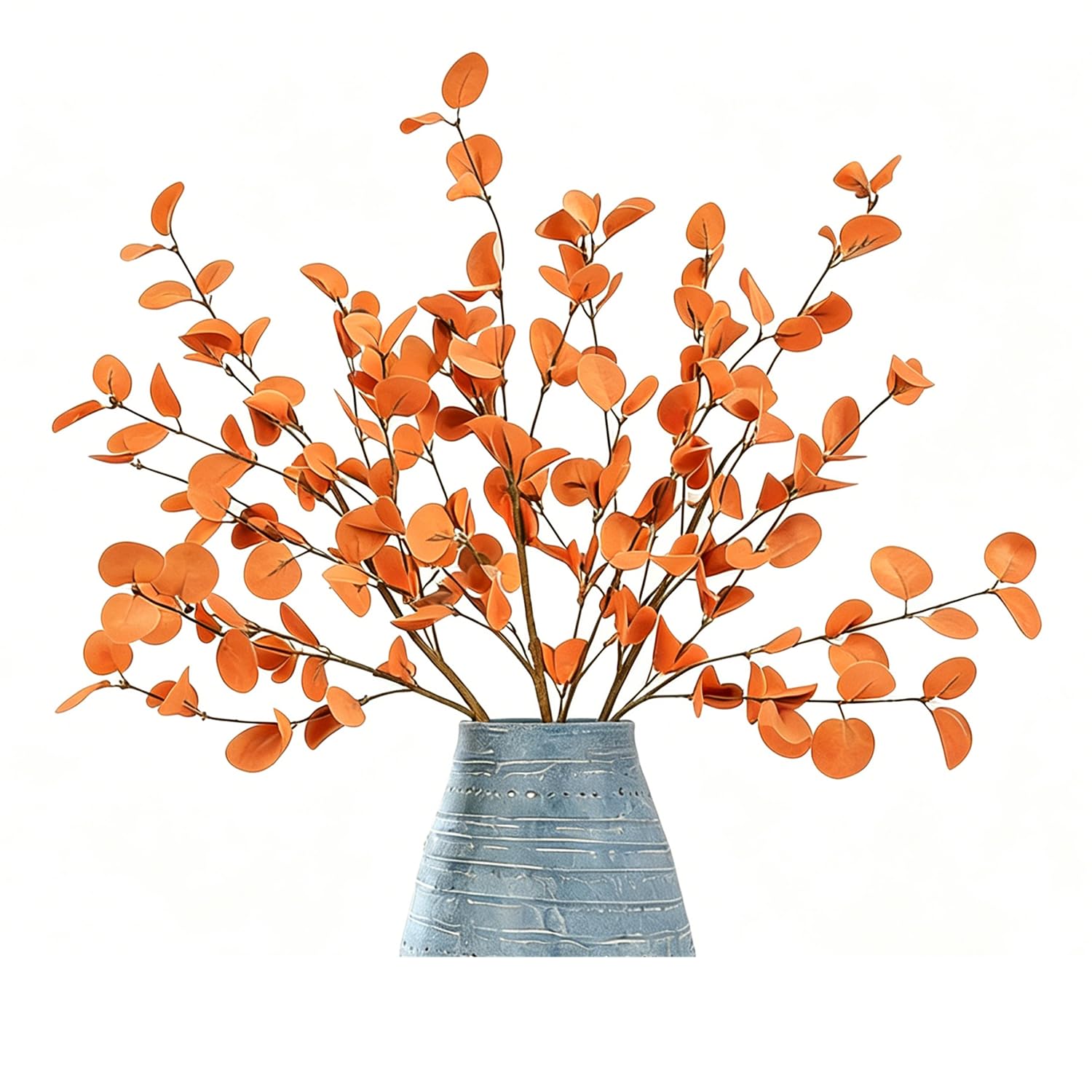 Eucalyptus artificiel en soie : lot de 6 tiges d'automne pour décoration maison et bureau