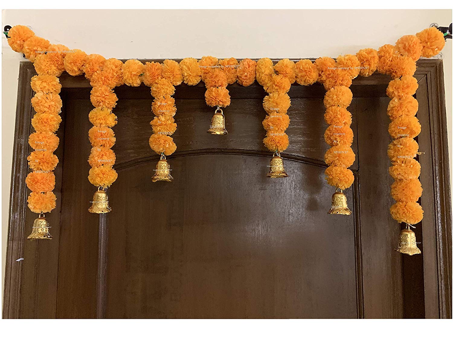 SPHINX Artificial Marigold Flower Hangings Toran Set/Door Hangings (Light Orange, 1 Piece)
