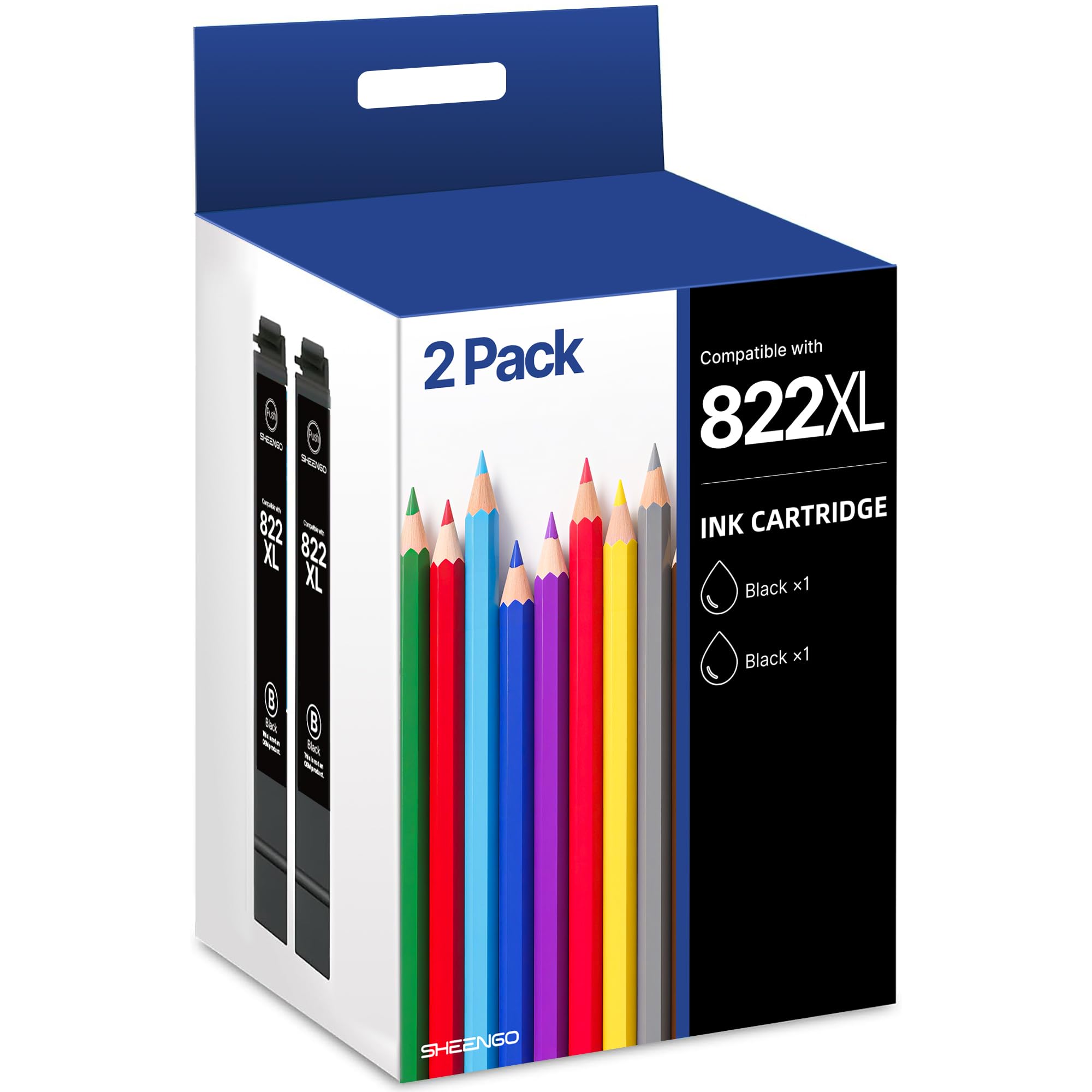 822XL Printer Ink Epson Remanufactured Replacement for Epson 822XL Ink Cartridges for Epson 822XL Black 822 XL T822 for Workforce Pro WF-3820 WF-4820 WF-4830 WF-4833 WF-4834 Printer (2 Black)