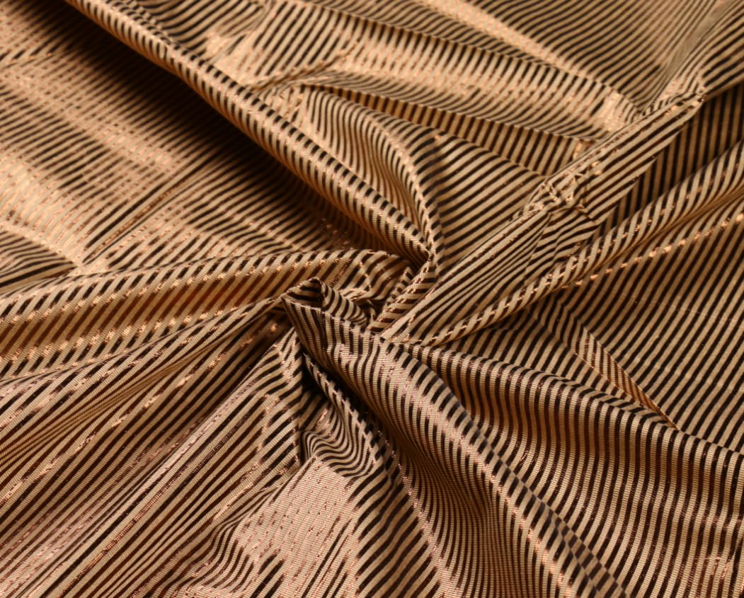Govind HariDyable Banarsi Chanderi Silk Line Fabric | Indian| Widht 44 Inches | Unstitched Fabric | Dress Material for Lehangas, Blouse, Jackets and Dresses| (2 Meter, Copper)