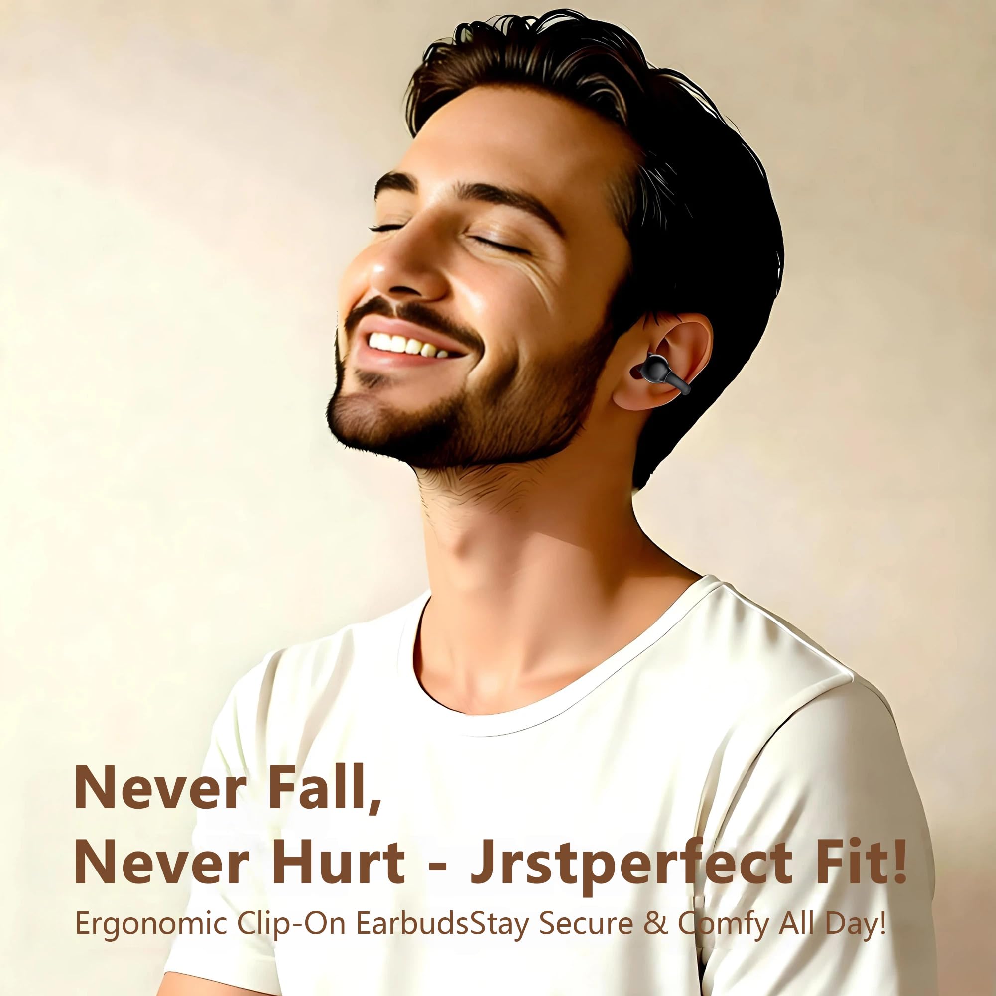 Auricolari wireless Bluetooth 6.0, con clip, con clip per orecchio aperto, 50 ore di autonomia, per allenamento sportivo, impermeabili, compatibili con iPhone e Android