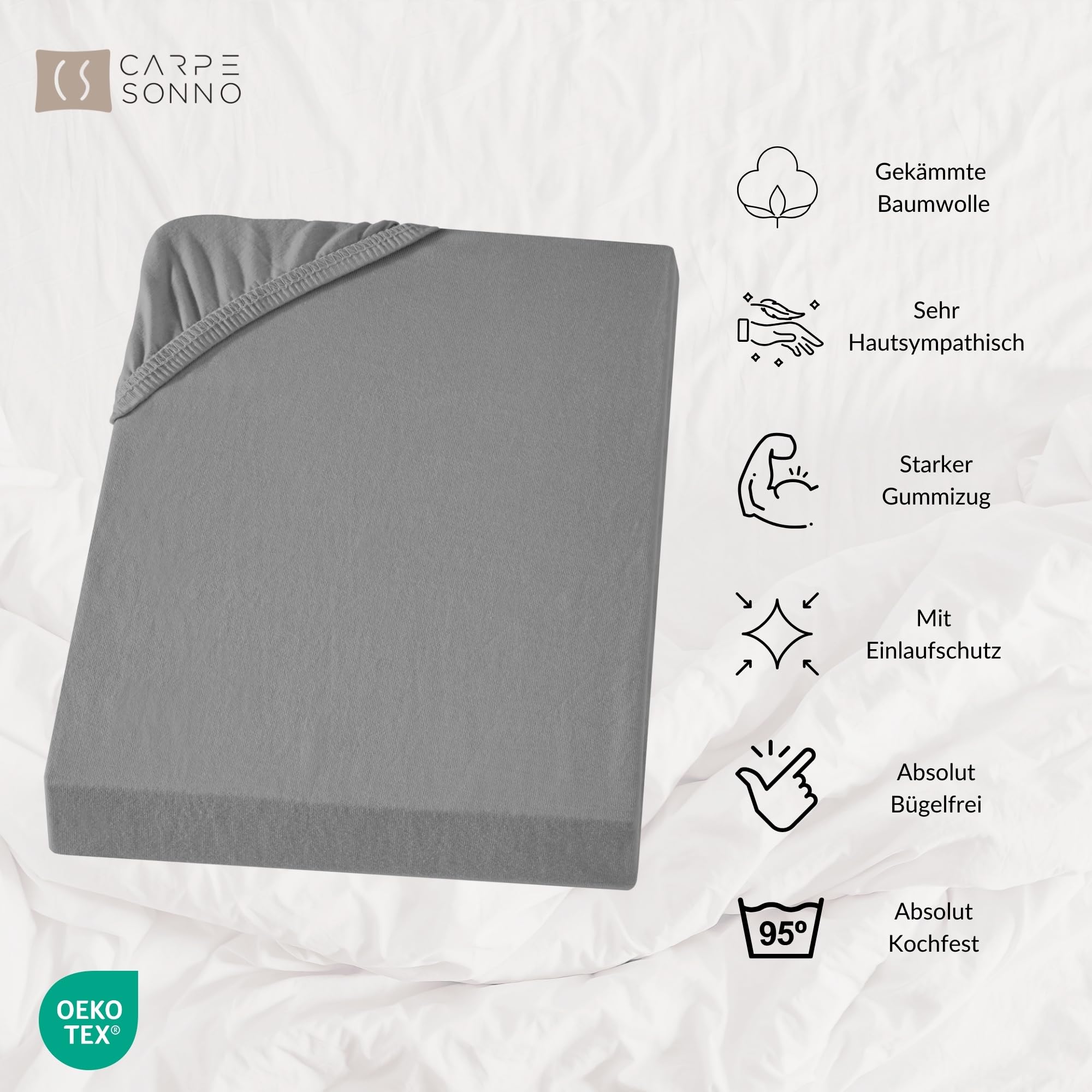 Carpe Sonno Spannbettlaken 140-160x200 cm – Dunkelgrau, Boxspringbett