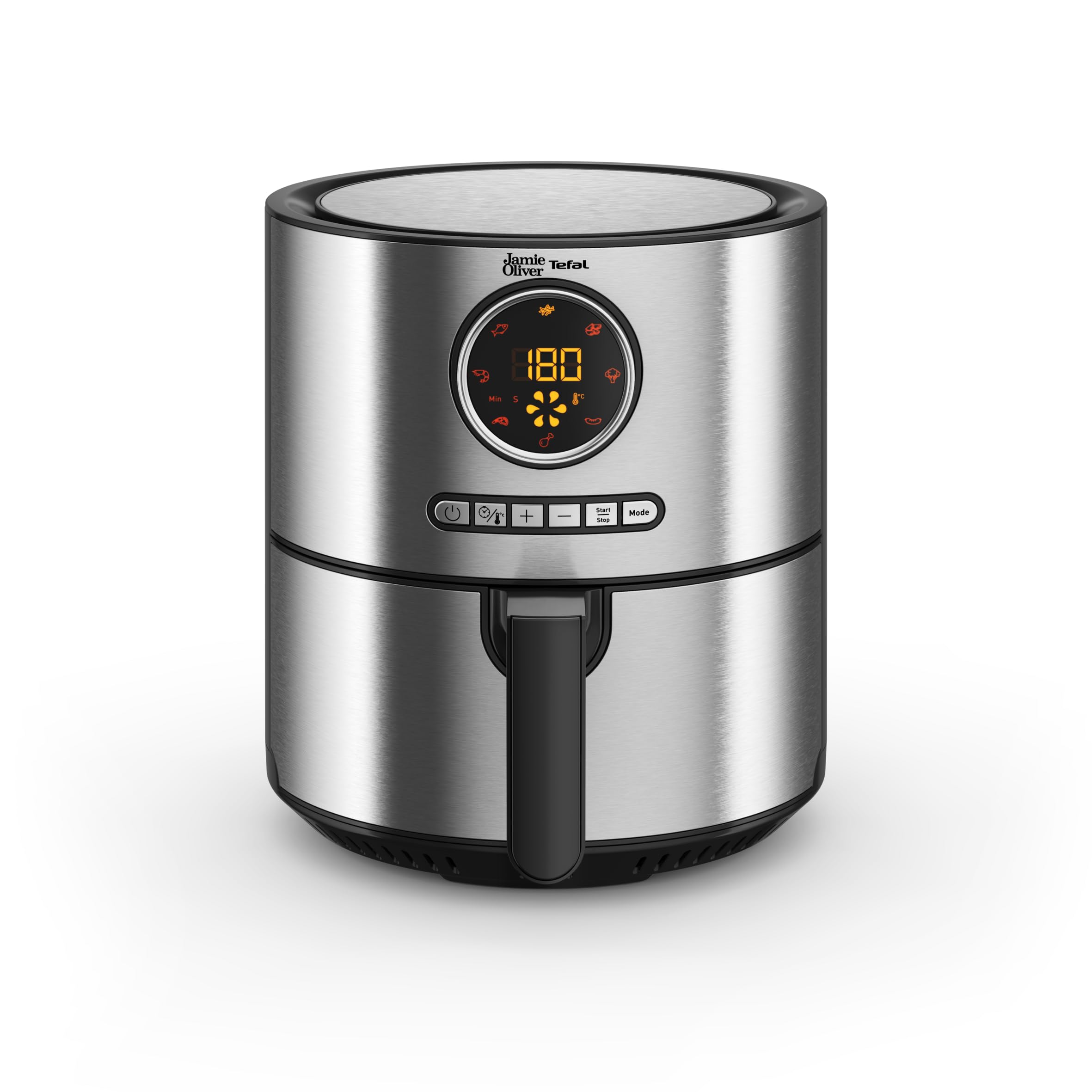 Jamie Oliver by Tefal EY11JD10 Freidora de aire caliente, 1630 W, capacidad XL (4,2 L), ajuste de temperatura de 80 °C a 200 °C, pantalla táctil, 8 programas automáticos, acero inoxidable