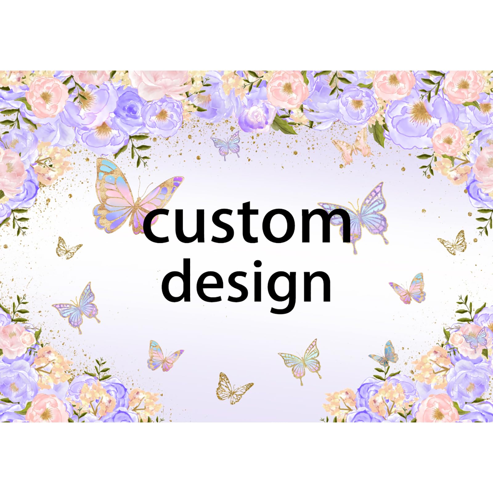 Avezano Purple Butterfly Birthday Backdrop for Girl's Peach Floral Pastel Butterflies Birthday Background Pink Lilac Purple Gold Wishes and Butterfly