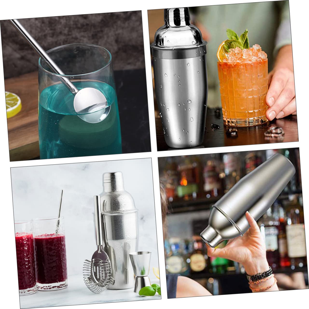 5piezas Coctelera Profesional De Acero Inoxidable Jigger y Colador Herramientas para Bar y Cocktails para Fiestas y Uso Restaurante