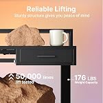HUANUO 48″ x 26″ Electric Standing Desk with 24.4″ Large Keyboard Tray & 2 Drawers, C-Clamp Mount Compatible, Adjustable Computer Desk for Home Office, Sit Stand Up Desk with 4 Height Presets, Black