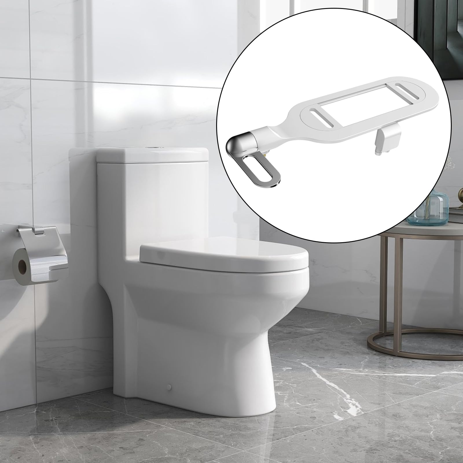 Accesorio delgado para bidé para inodoro, modo dual, fácil control de presión para personas mayores, solución de higiene cómoda, presión de agua ajustable, ecológica, actualización de baño
