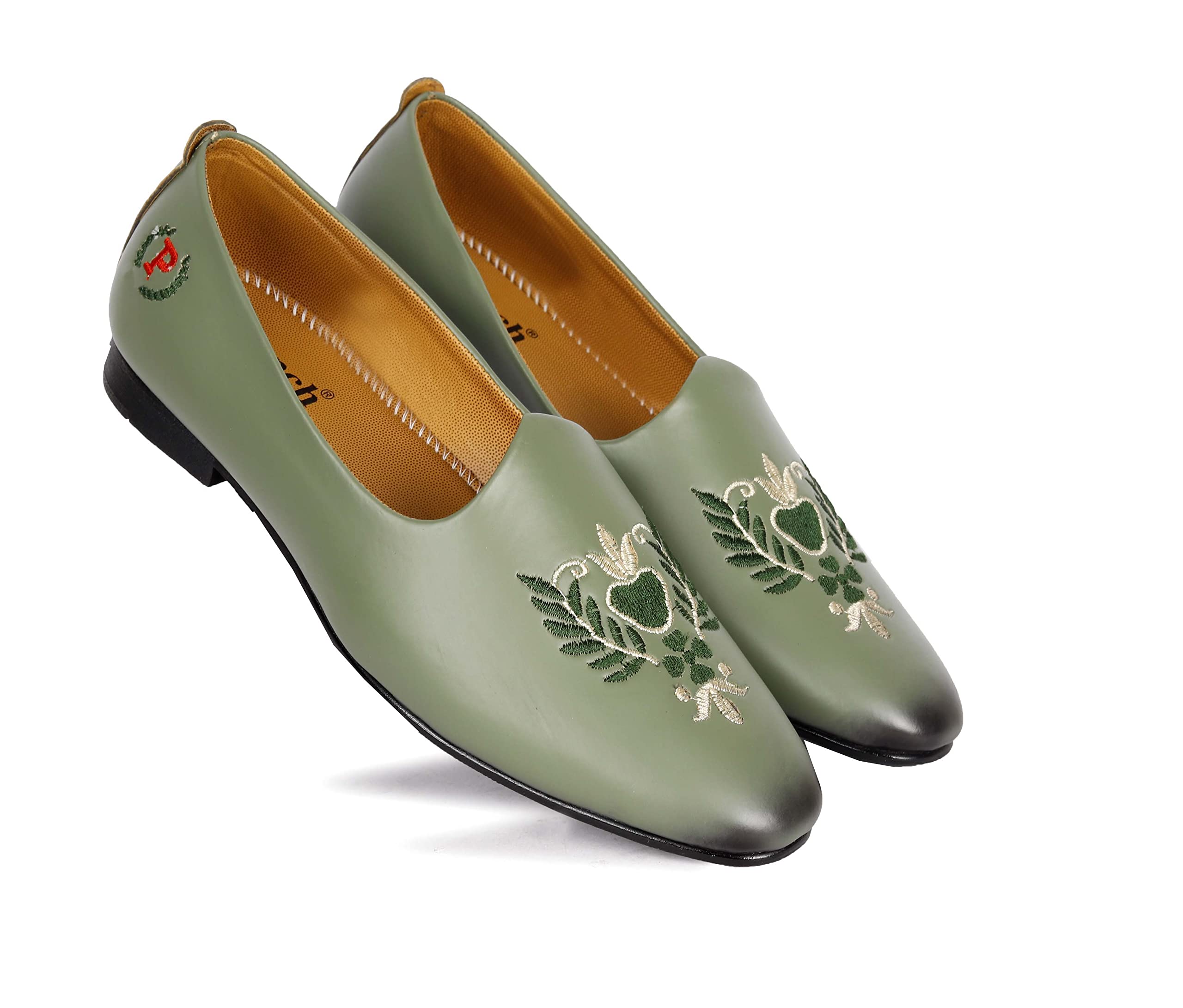 Punch Mens Synthetic Leather Embroidered Casual Nagra/Jalsa/Loafer Shoes for Men (Green, Numeric_6) (B0BY4V4KS9) Amazon Price History, Amazon Price Tracker