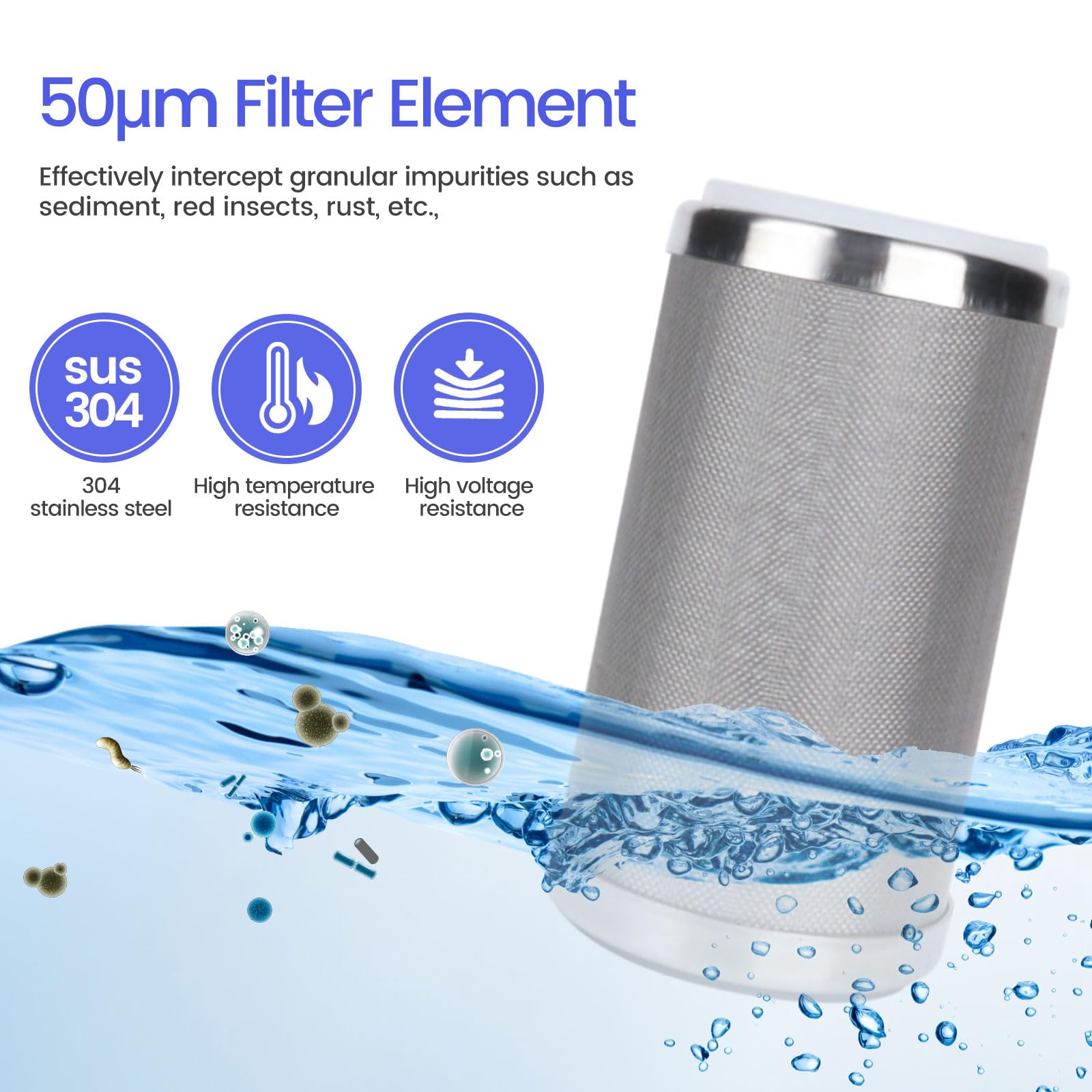 Cartucho de filtro de acero inoxidable para carcasa de filtro para purificación de agua de toda la casa (5A-10U)