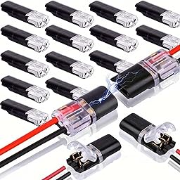 100 Pcs Double Wire Plug in Connector with Locking Buckle, Quick-Clip Fasteners Multi-Purpose Snap-On Blocks for Strip Lights DIY Crafting, Low-Voltage Decor & Model Kits 2 Pin