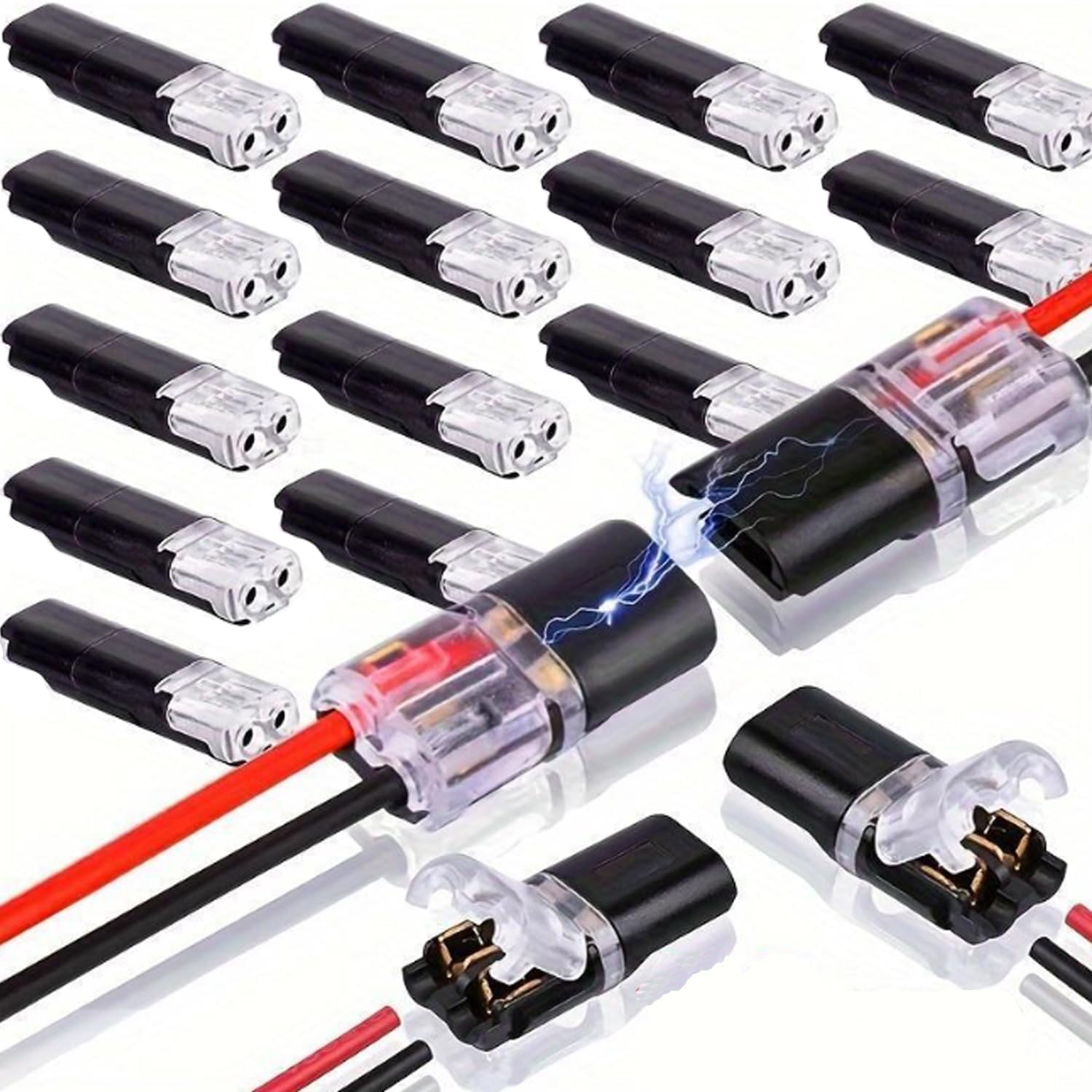 100 Pcs Double Wire Plug in Connector with Locking Buckle, Quick-Clip Fasteners Multi-Purpose Snap-On Blocks for Strip Lights DIY Crafting, Low-Voltage Decor & Model Kits 2 Pin - 1