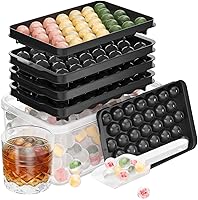 Vista 1 de Paquete de 3 bandejas de hielo para congelador, bandeja para cubitos de hielo con tapa y contenedor, molde redondo para cubitos de hielo, máquina