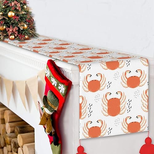 Vista 13 de Christmas Table Runner 60 Inches Long Fall Table Runner for Dining Table Christmas Decorations Coffe Table Runner with Tassels Kitchen & Table