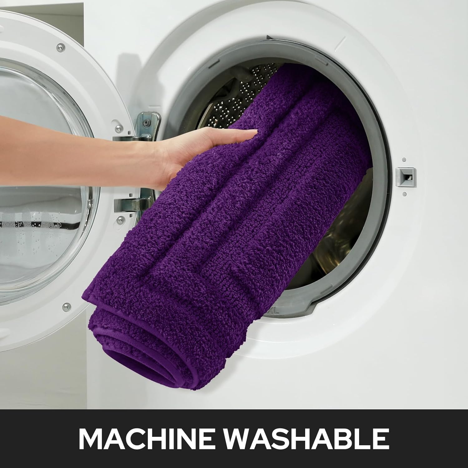 HOMEIDEAS Purple Bathroom Rugs Sets, 2 Piece Super Soft and Absorbent Non Slip Microfiber Machine Washable Bath Mats for Purple Bathroom Decor, 20" x 32" + 16" x 24"