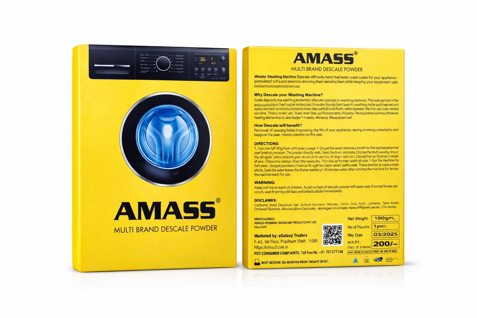 AMASS Advanced Descale Powder (6 x 100 Gms.) for Washing Machines Top Load & Front Load, Dishwashers, Air Conditioners, Coffee Machines etc. 2