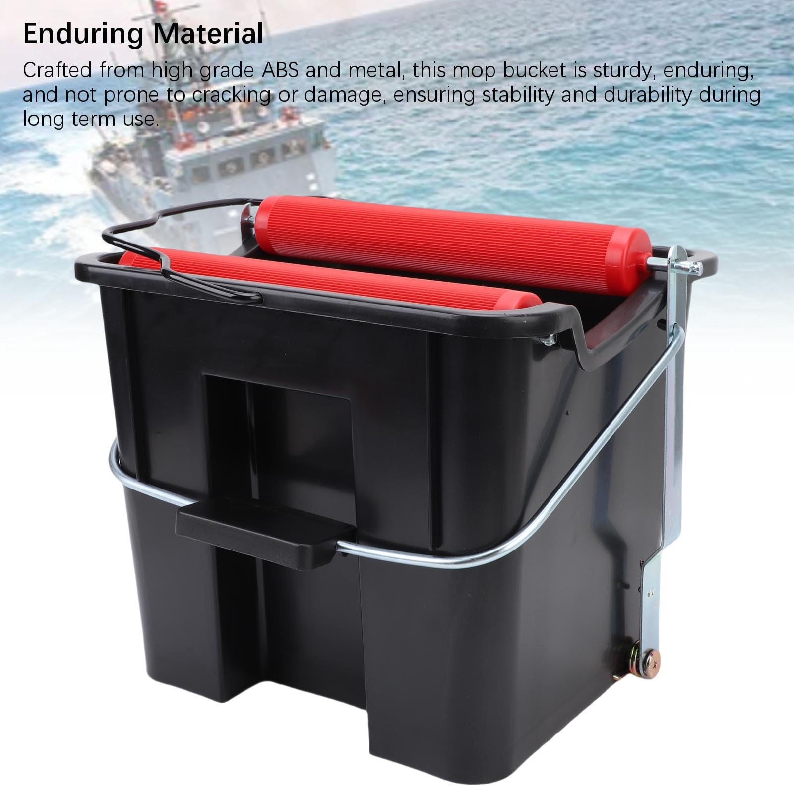 Rosvola Cubo para Fregona con Pedal de 14 litros para Limpiar Suelos sin Esfuerzo Diseño Compacto de ABS y Metal Adecuado para Familias y Barcos