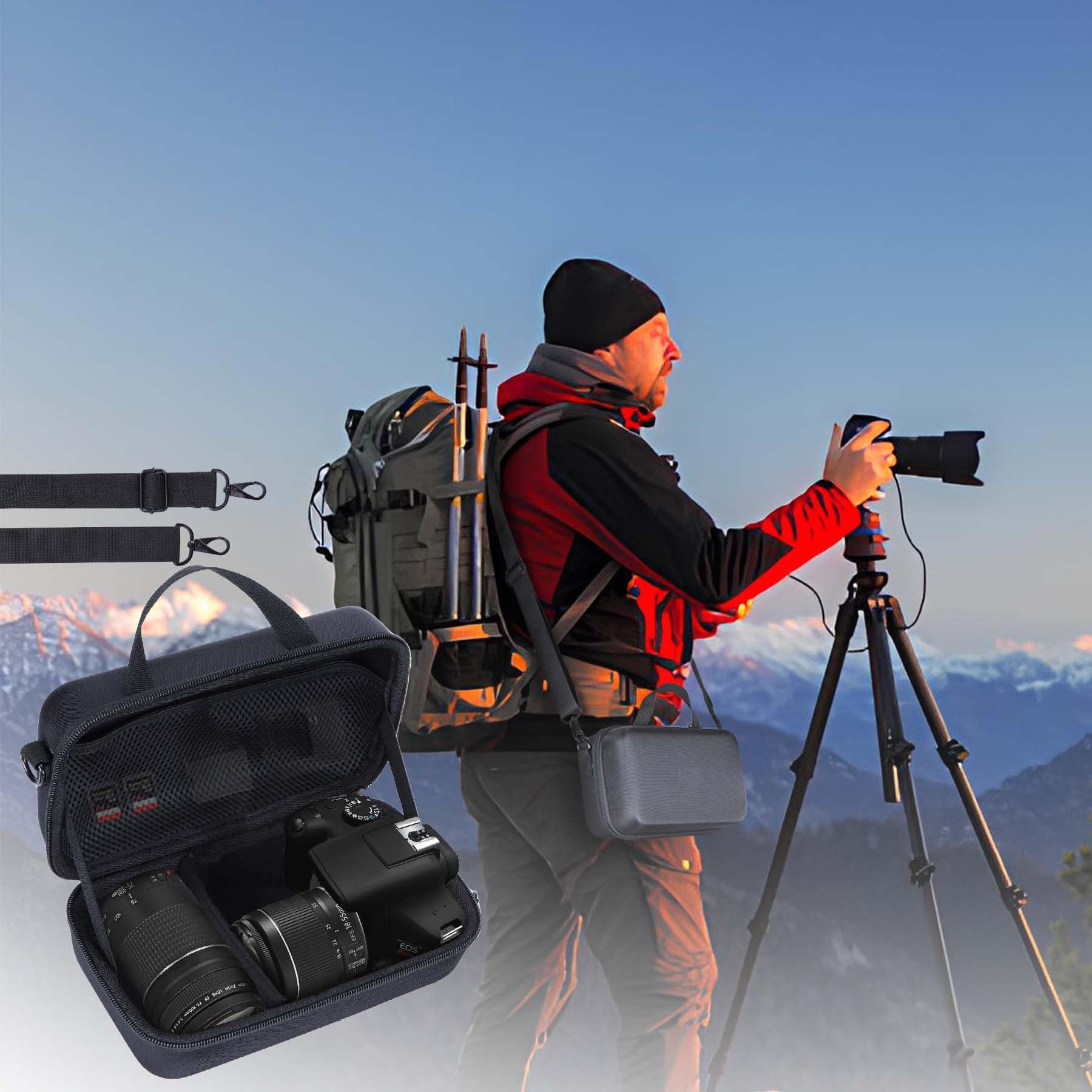 Lebakort Dur Étui Housse Cas Compatible avec Canon EOS 2000D / 800D / R100 / R50 / R5 / R6 Mark II / R7 / R8 / 90D / 5D Mark IV Appareil Photo