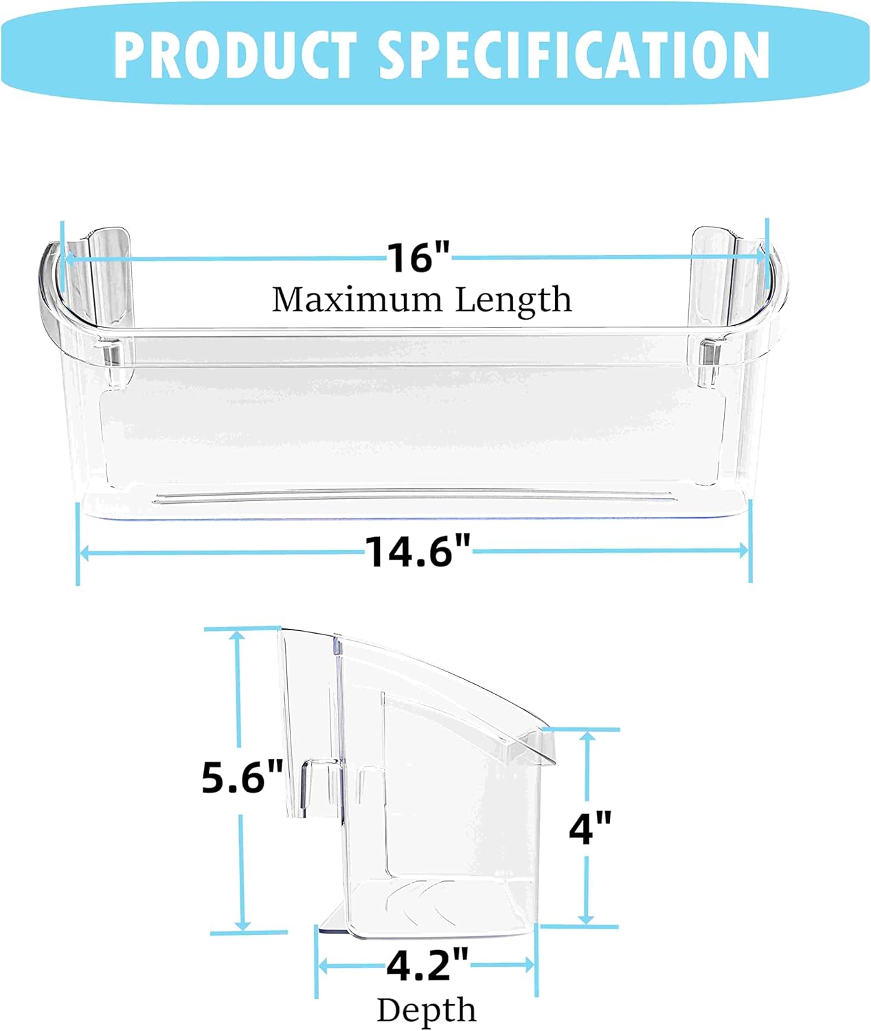 UPGRADED 242126602 Refrigerator Door Shelf Bin Replacement Part, Side Shelf Rack Compatible with Frigidaire or Electrolux, Replace 4547407, PS12364199, AP6278233, EAP12364199