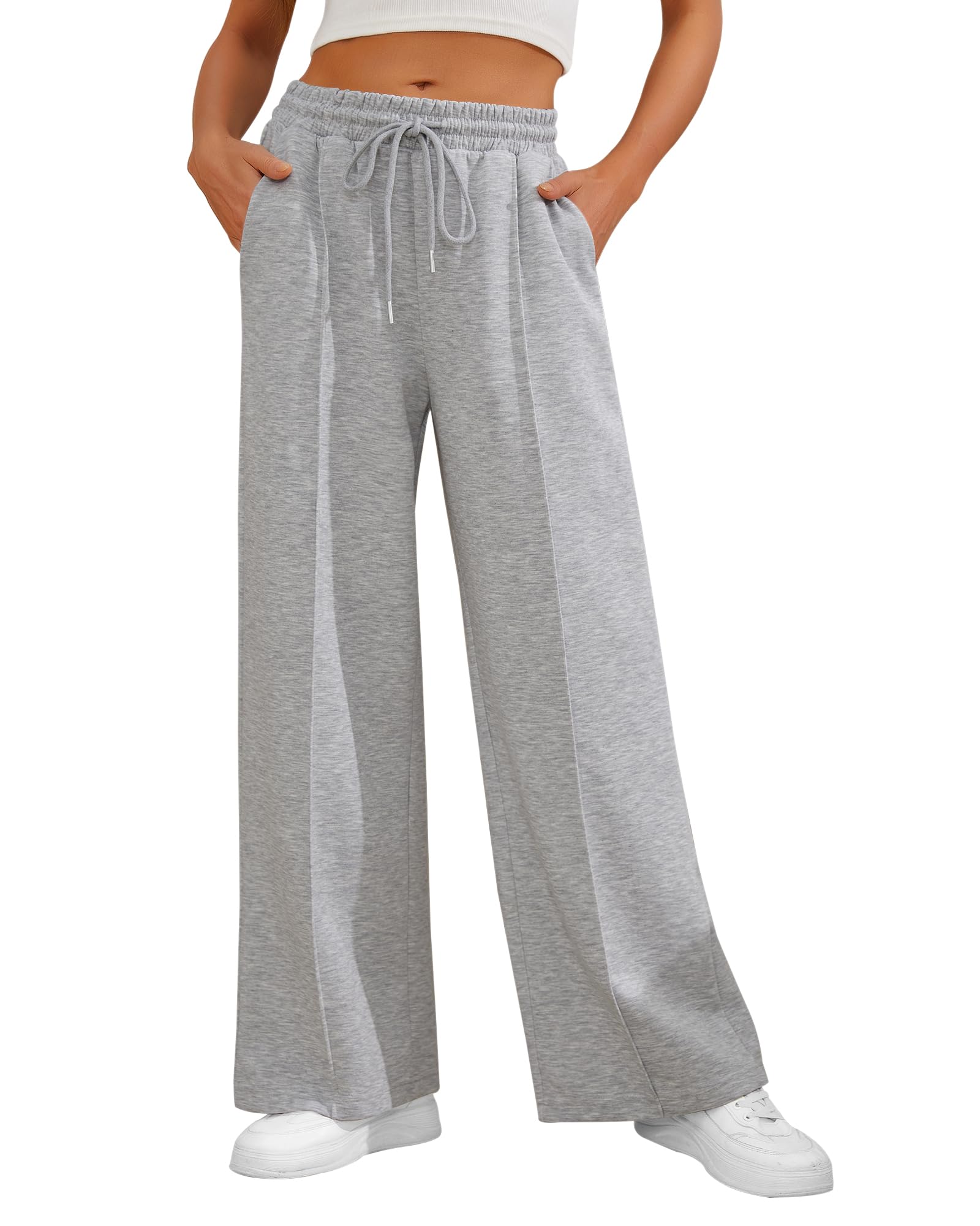 Pantalon de jogging femme sans compression ventrale à jambes larges