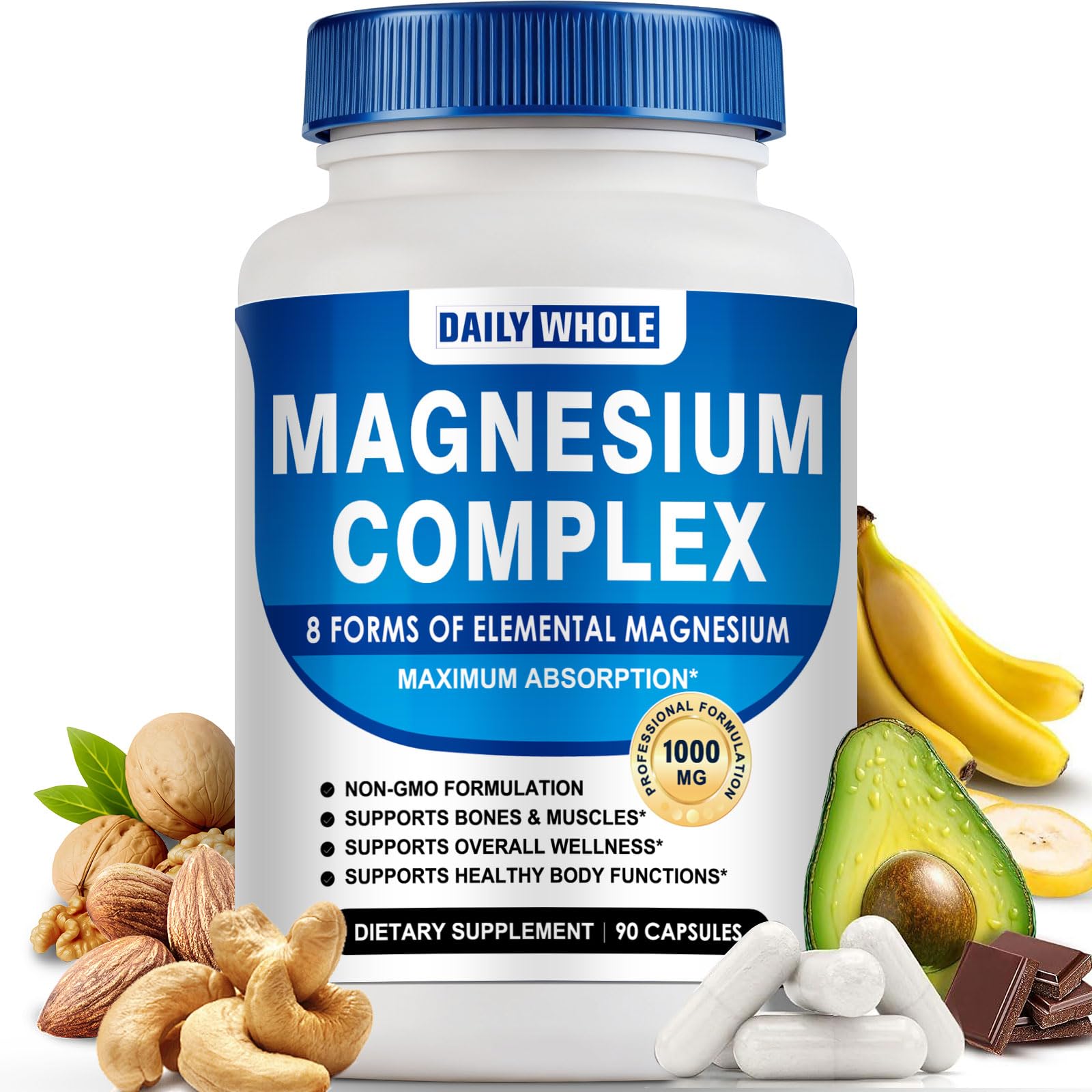 Magnesium Complex for Women & Men, 8in1 Magnesium Supplement 1000mg