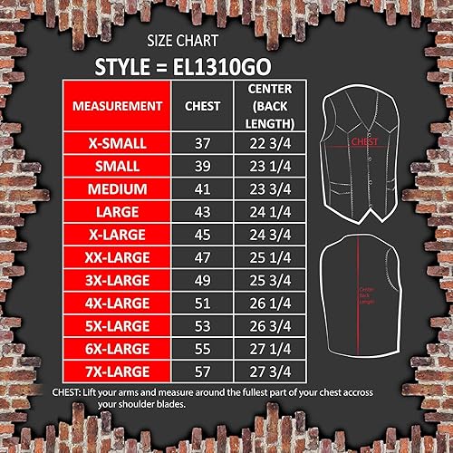 Miniatura 3 de EL1310GO Chaleco de cuero negro clásico con botón a presión para hombre, chalecos de motocicleta para adultos