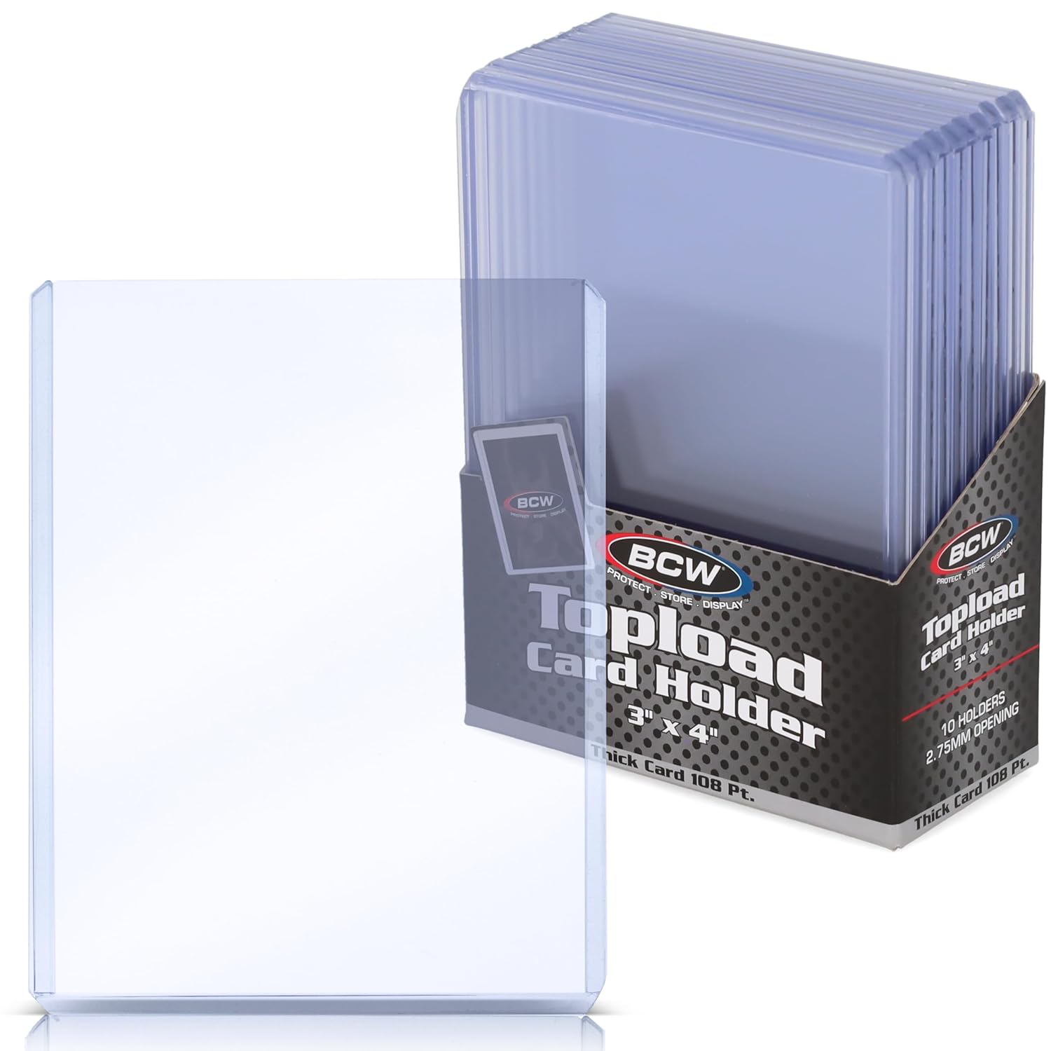 BCW 108 PT Thick Card Topload Holder - Pack of 1 Durable Rigid PVC Toploader Toploaders for Memorabilia