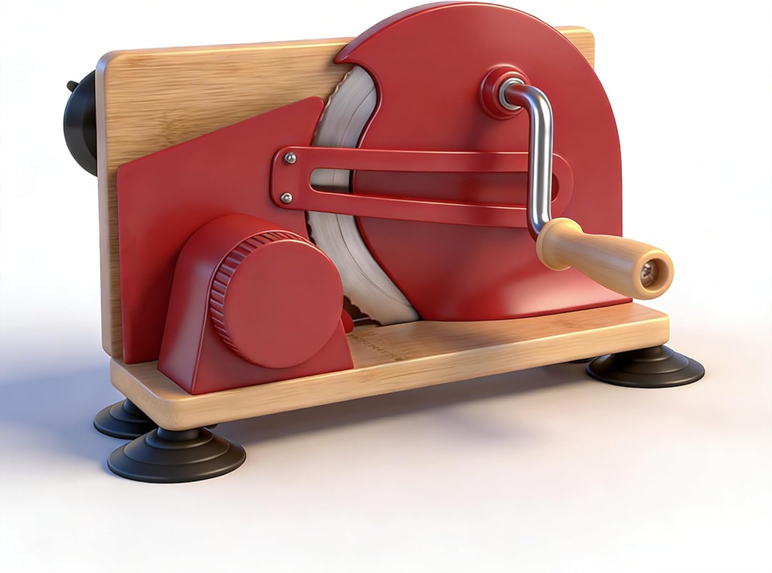 Manual Bread Slicer for Sourdough Bread, Adjustable Thickness Foldable Bread Cutter with Hand Crank, Stainless Steel Blade Bread Slicer (Red, Machine)