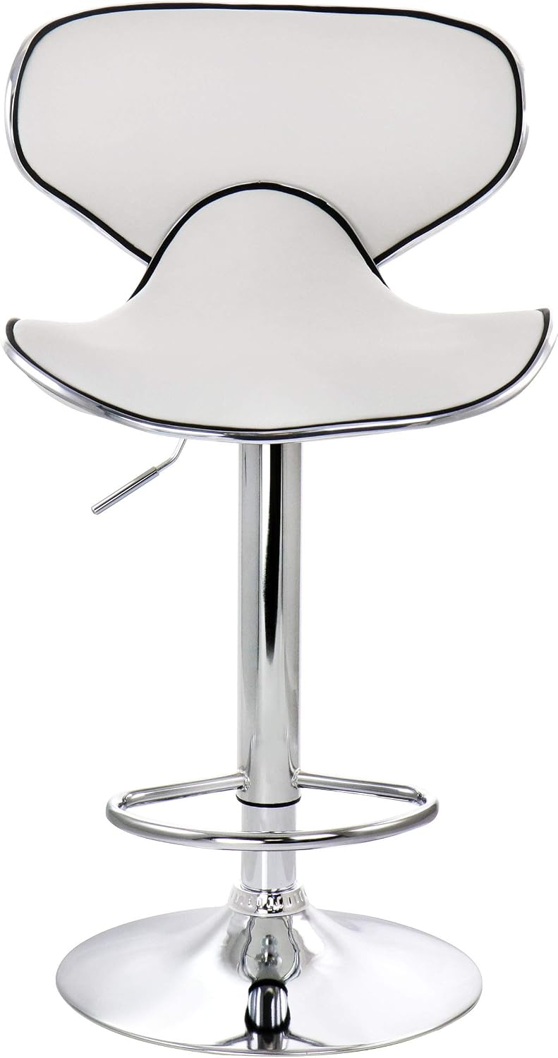 Elama Modern Slim Faux Leather Adjustable Bar Stool with Swivel Chrome Base (Set of 2)