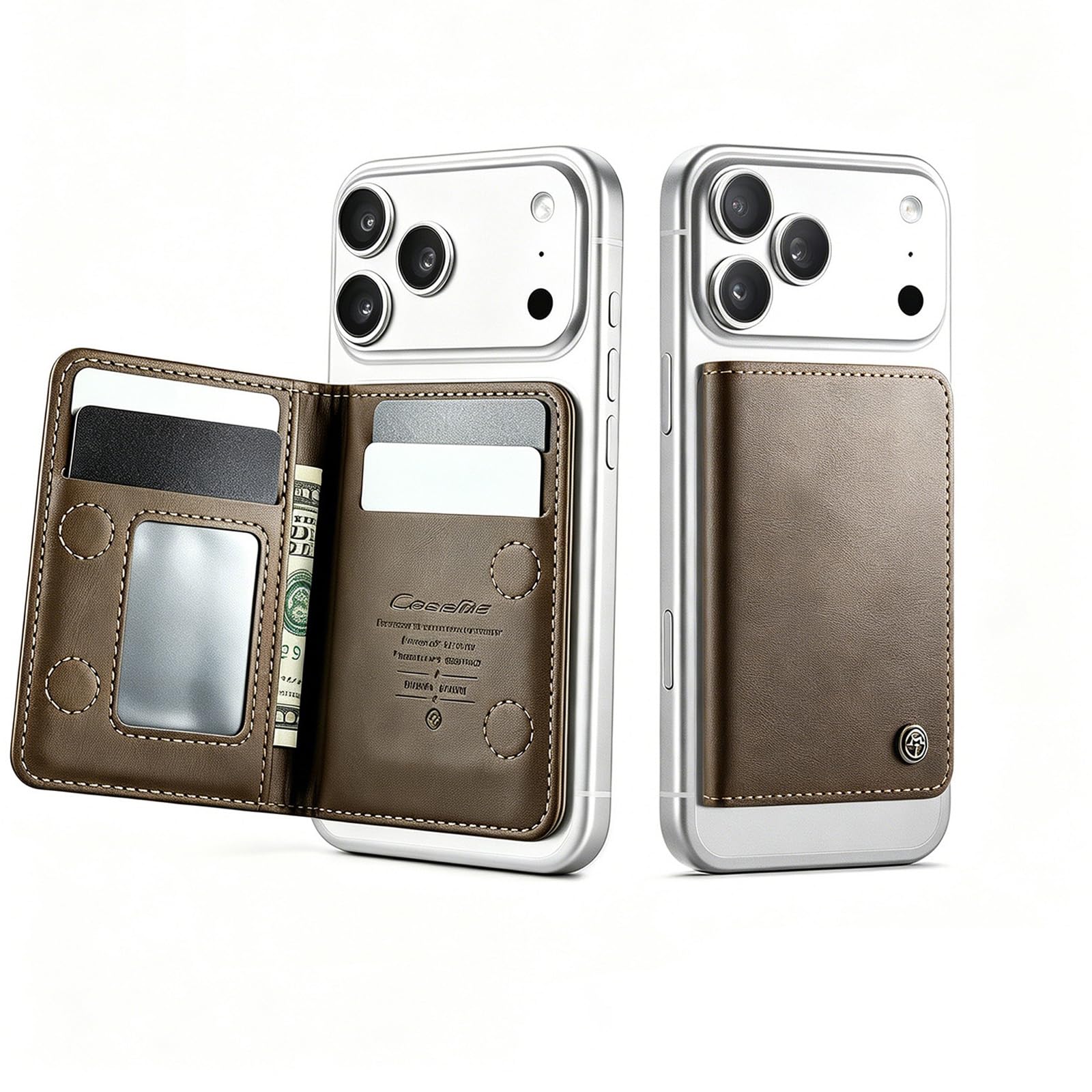 Magnetic Wallet for iPhone, Detachable Magnetic Card Holder Compatible with MagSafe, RFID Blocking Magnetic Phone Wallet with Kickstand for iPhone 17/16/15/14/13/12 Series, Coffee-image-45