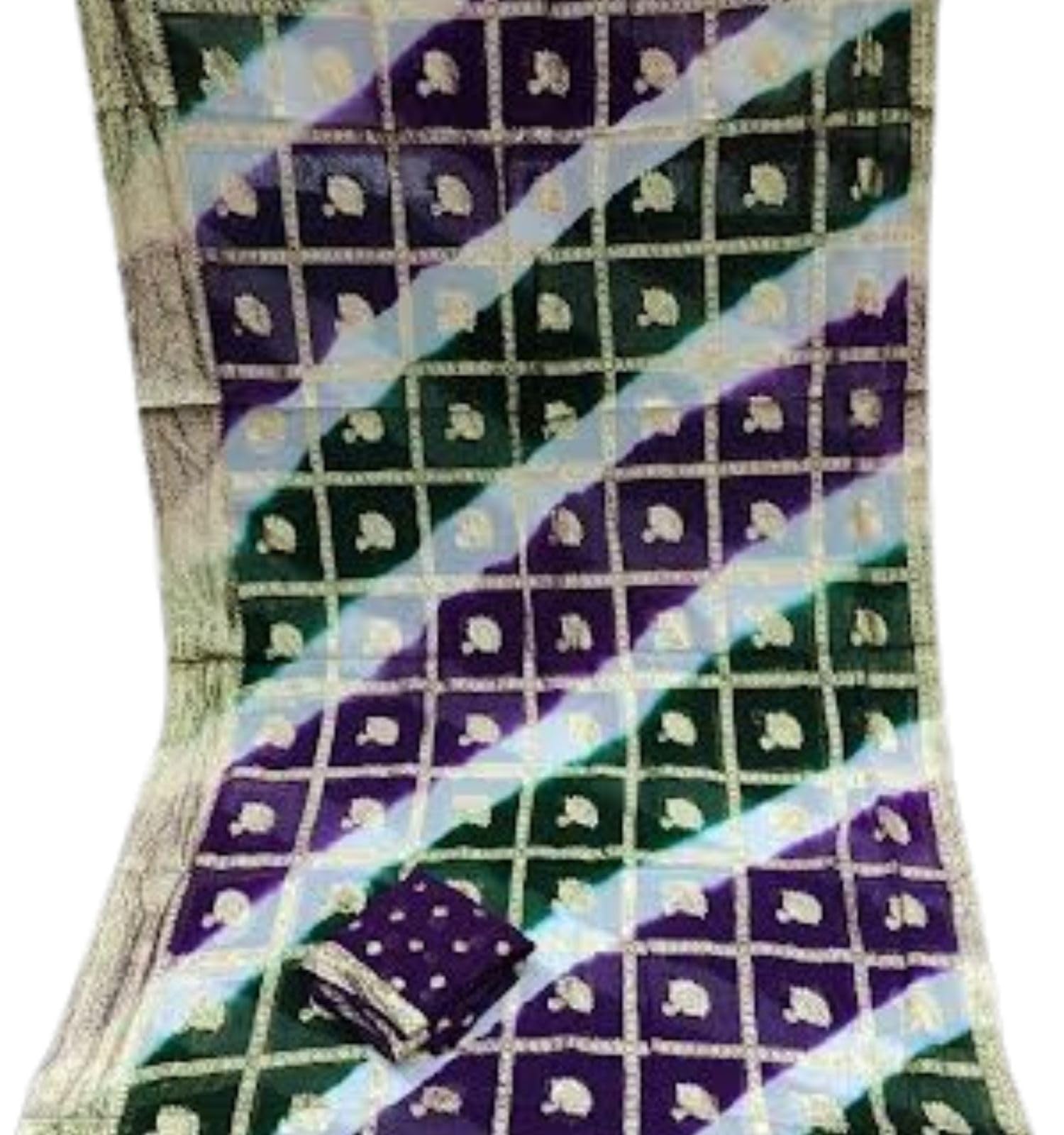 Pure Georgette Jaipuri Batik Lehriya Saree with Zari Work & Zari Chit Pallu Traditional Printed Saree with Contrast Blouse Piece-picture-13