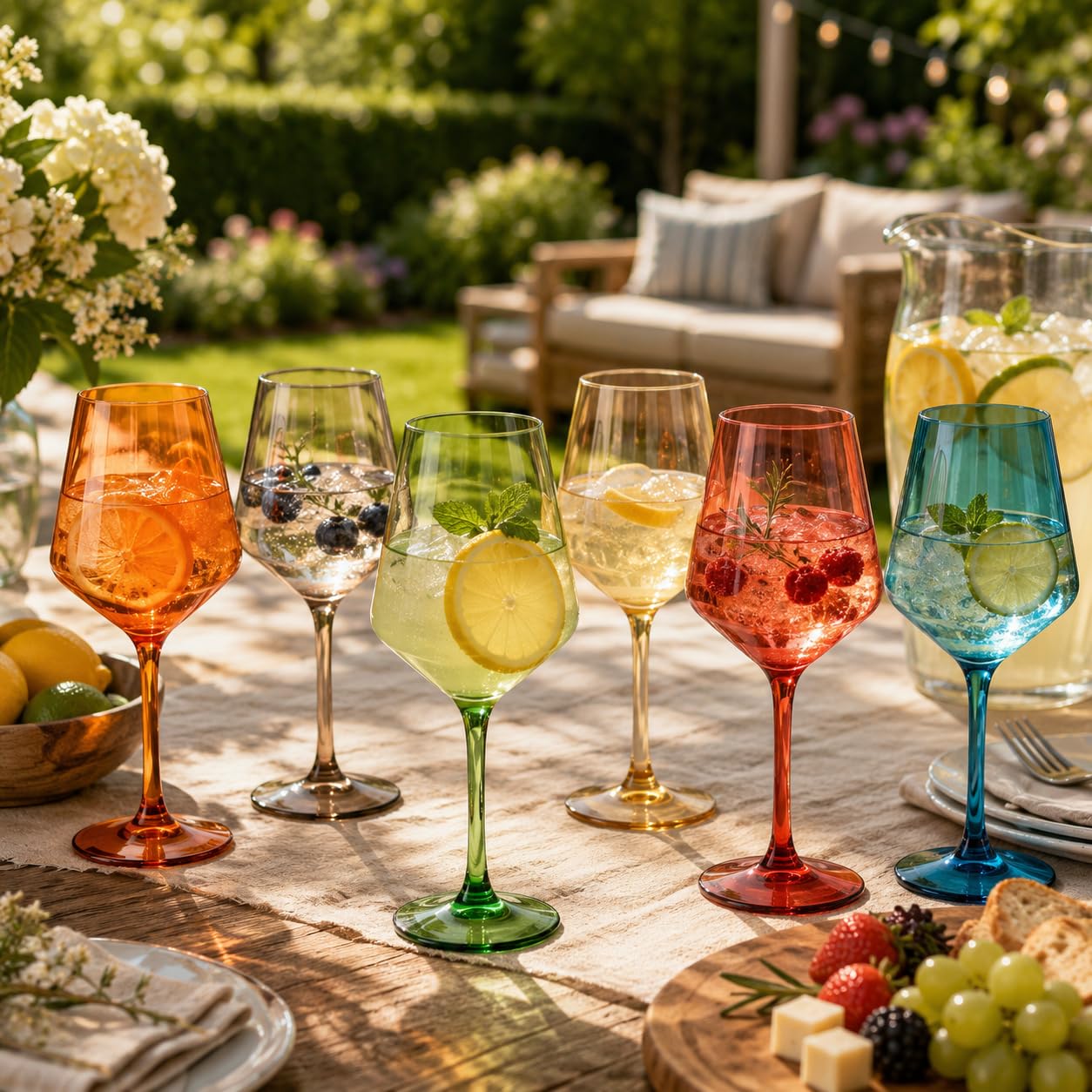 Lot de 12 verres à vin à pied en plastique incassable de style européen Tritan couleur pastel, incassables, sans BPA, pour extérieur, piscine, intérieur, lavage à la main, cadeau quotidien et vacances