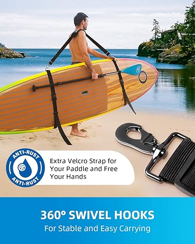 Miniatura 5 de OCEANBROAD SUP - Correa de transporte para kayak, correa de hombro ajustable con clips, nueva versión para tabla de remo, canoa, tabla de surf,
