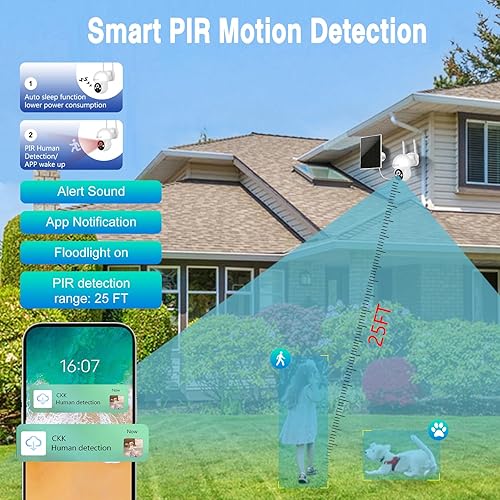Miniatura 4 de CKK Sistema de Cámara de Seguridad Solar 2.5K 4 piezas Sistema de Cámara de Seguridad Inalámbrica para Exteriores con Tarjeta de 128GB, PTZ 360,