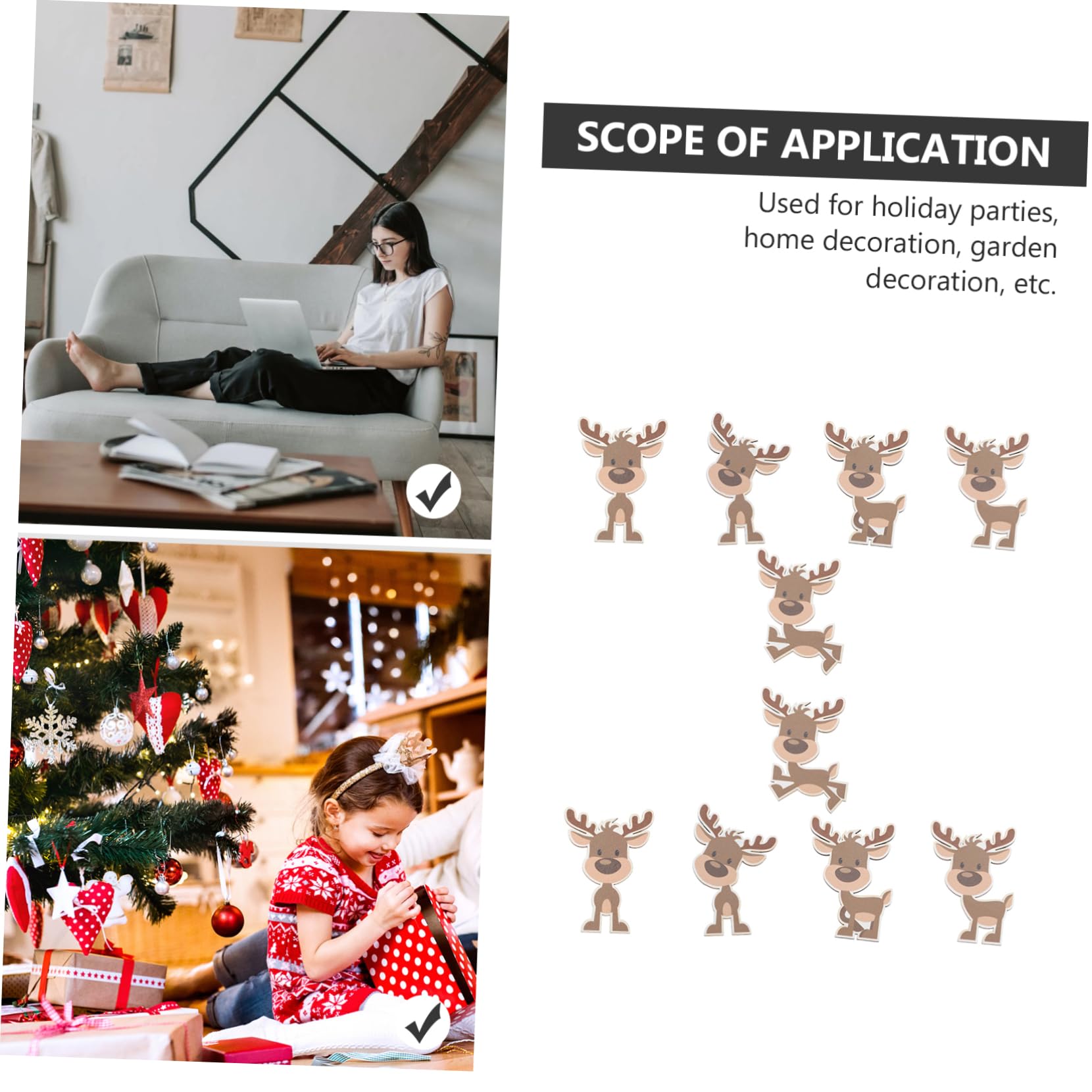 MAGICLULU 8 Sätze Elch Charme Dekorationen Lichterketten Baumschmuck Weihnachten Weihnachtsdeko Bastelset Weihnachtsbaum-Hirsch-anhänger Weihnachtsschmuck 10 Stück * 8