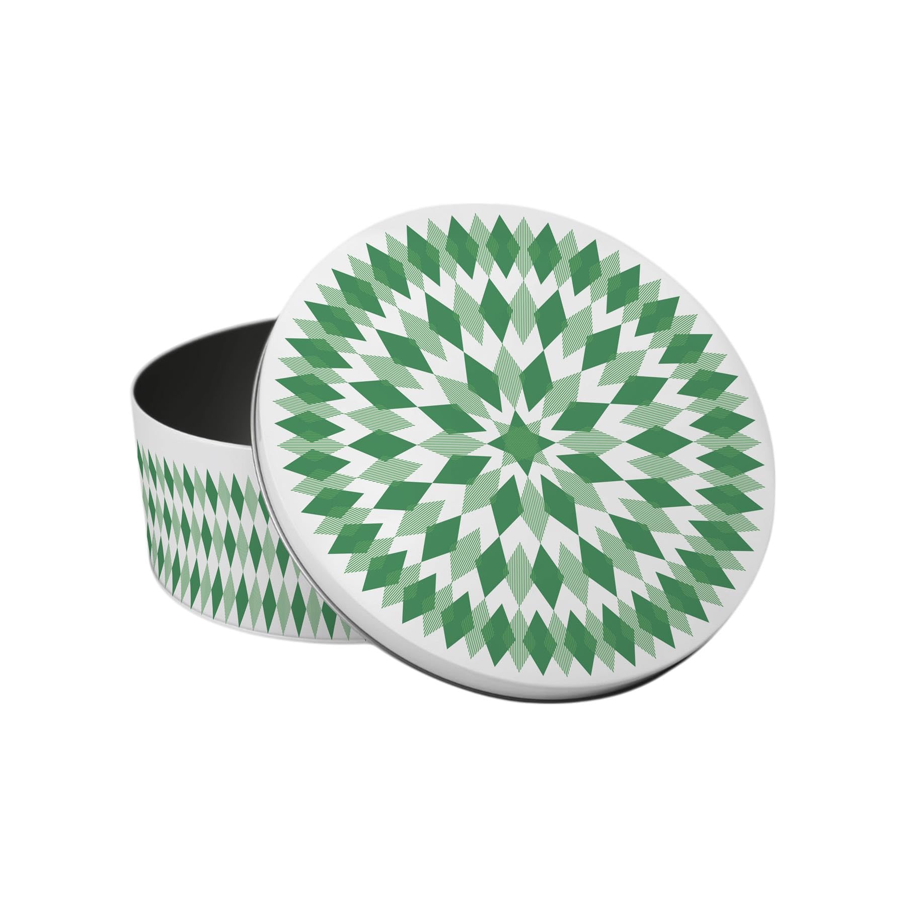 Green Argyle Cake Tin - Small Kitchen Baking Storage Container, 18 x 7cm
