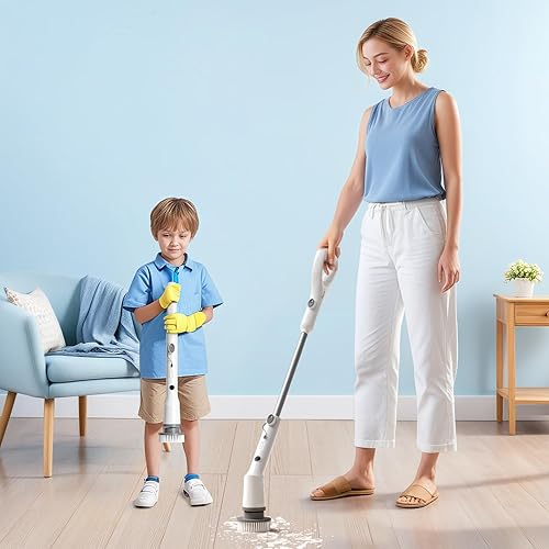 Miniatura 9 de Cepillo eléctrico giratorio 2025, nuevo cepillo de limpieza inalámbrico, cepillo de limpieza de ducha con 7 cabezales de cepillo reemplazables,