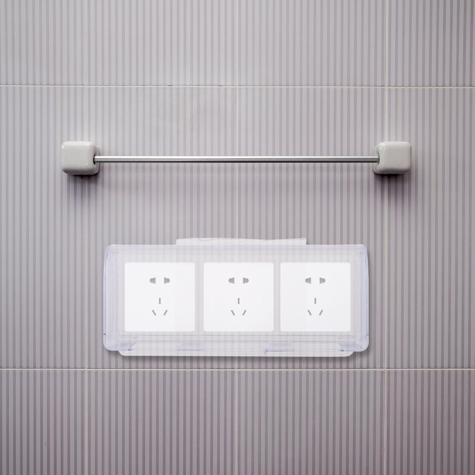 Cabilock Scatola di prese impermeabile per bagno - Protezione autoadesiva per prese - Protezione per spina elettrica ribaltabile - Alloggiamento per presa con coperchio interruttore 11" X
