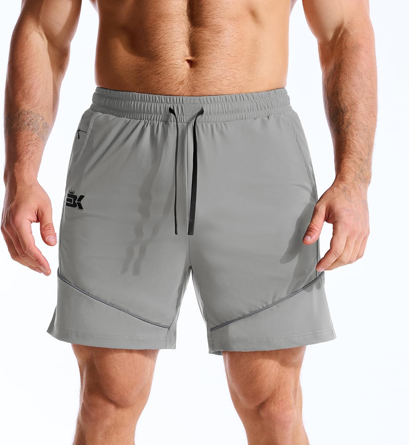 BROKIG Men's AdiArmor Running Shorts with Zip Pockets, Lightweight Gym Workout Short for Hiking Casual