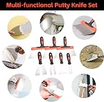 Drywall Knife Set, 10 Pcs Stainless Steel Drywall Hand Tool Kit Includes Putty knife, Taping knife, Painter Scraper Tool & Mud Pan for Joint Taping, Finishing, Patching on Wallpaper