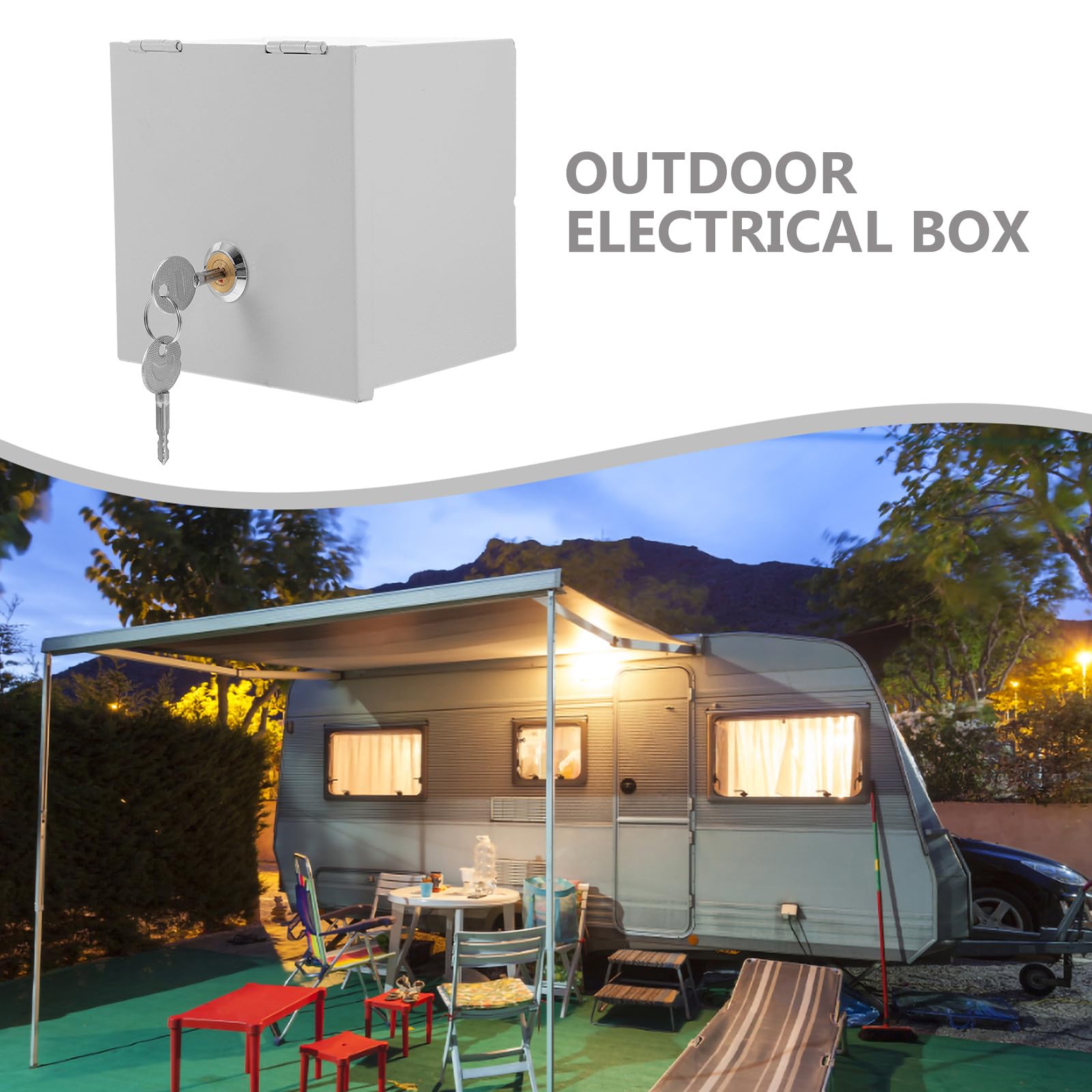 Cubierta Protectora para Enchufe Exterior de Hierro Resistente Intemperie Cerradura, Caja Eléctrica para Aplicaciones al Aire Libre en Motorhome Color