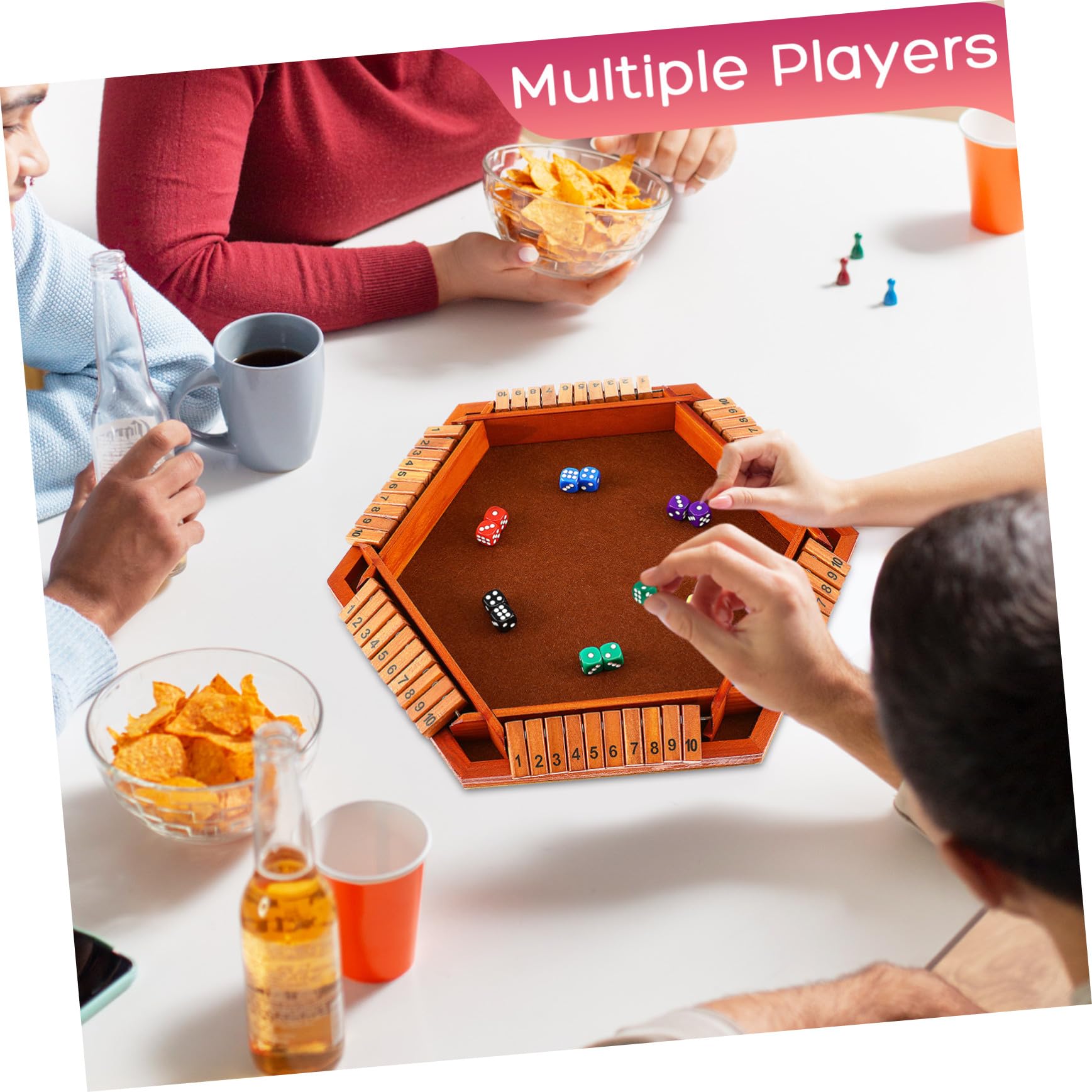 PLAFOPE Shut The Box Gra Drewniana z Sześciościennymi Kośćmi Liczbowymi Interaktywna Planszowa Gra Matematyczna Przyjęcia i Spotkania Rodzinne Wytrzymała i Przenośna Plansza z Drewna