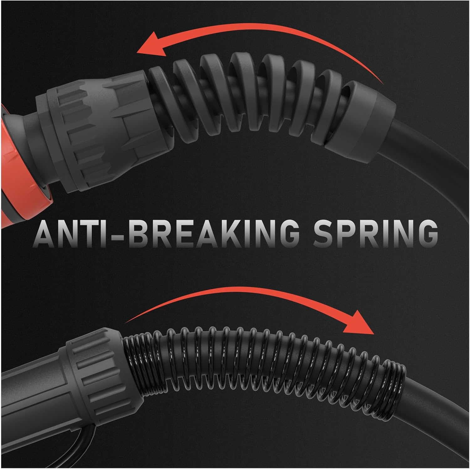 Close-up of the anti-breaking spring at the cable connection point