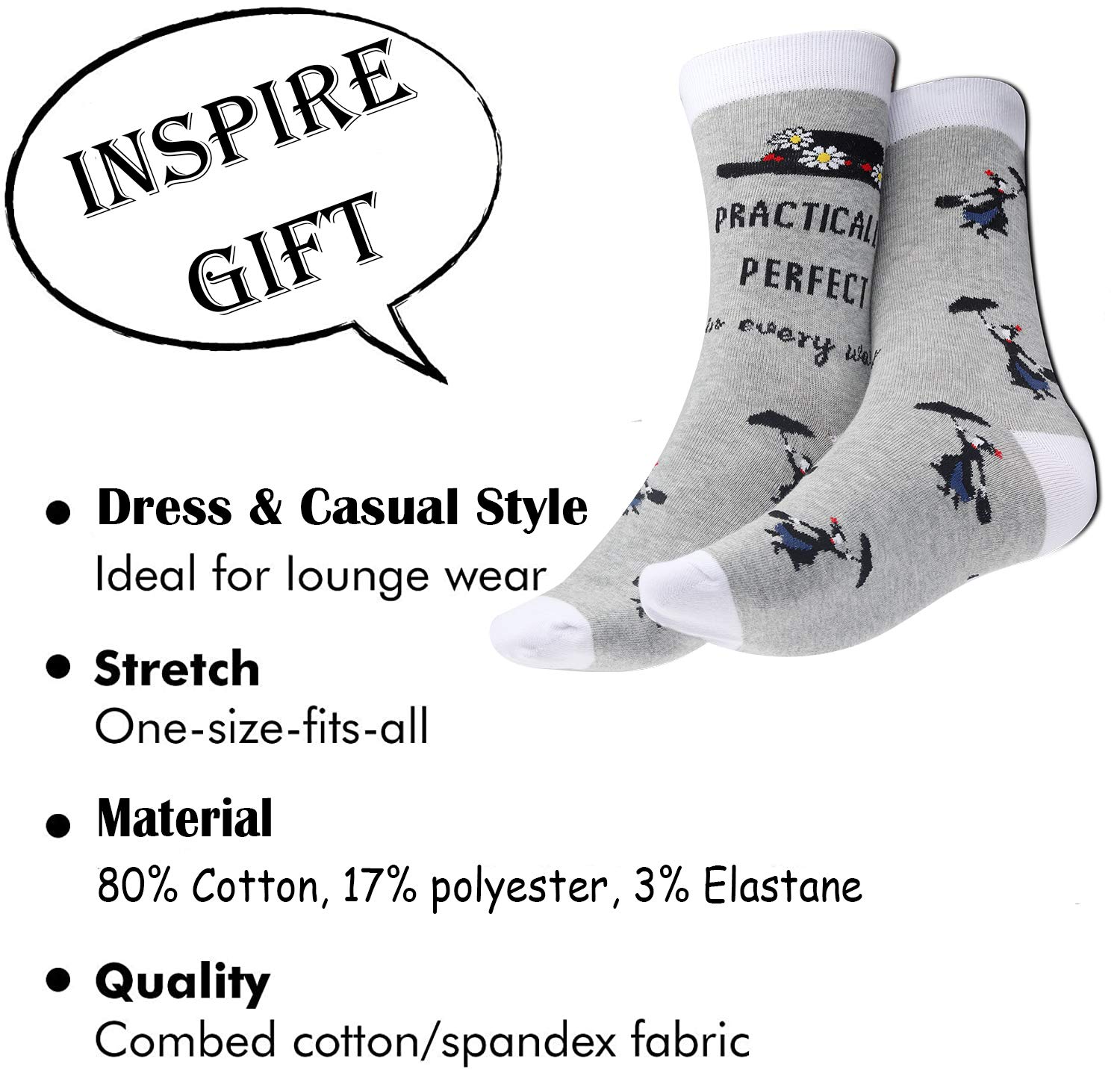 TSOTMO 2 Pairs Inspire Gift Practically Musical Socks For Lovers of Stage Play Novelty Crew Socks