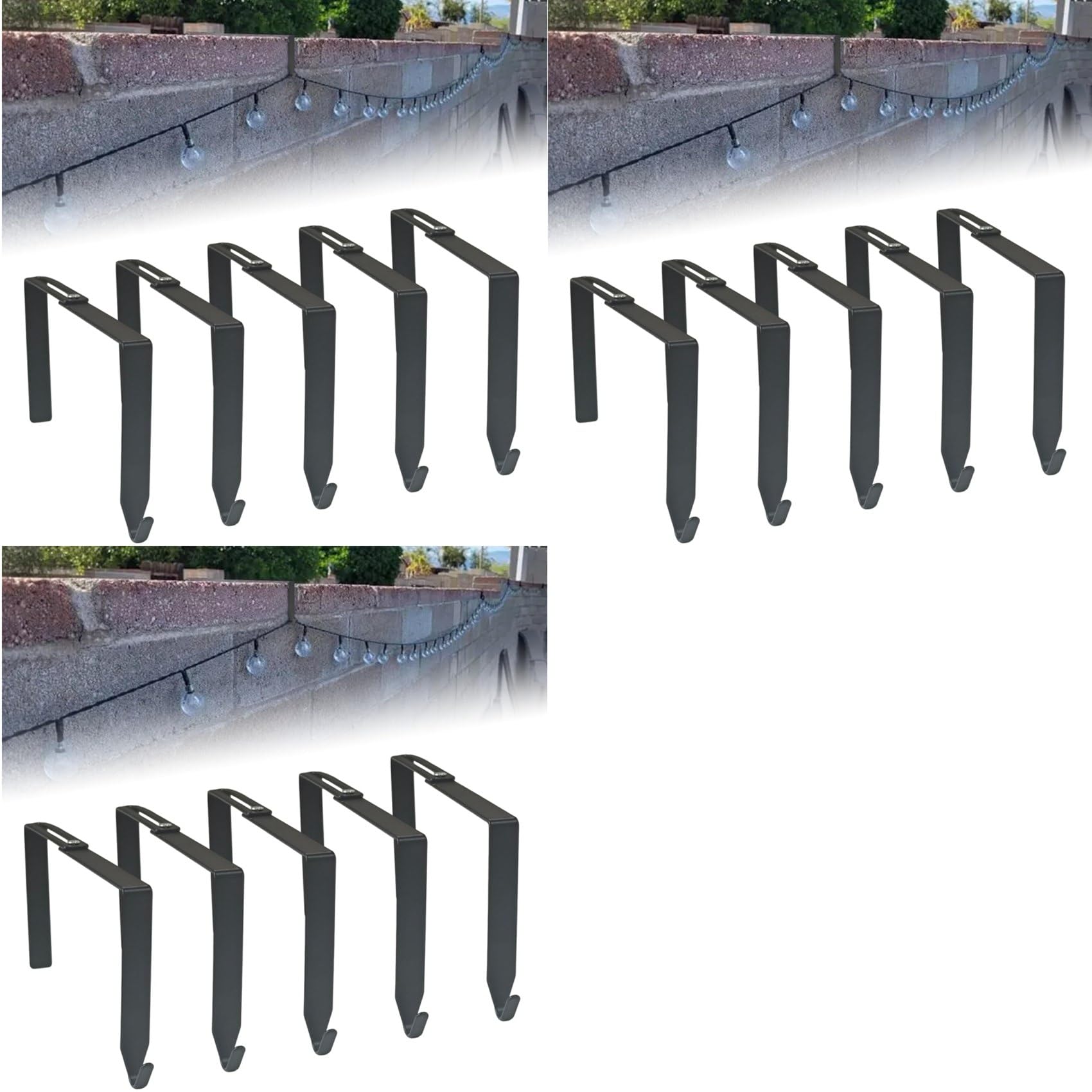 Aundhegrtt Adjustable Outdoor Light String Hooks for 3.2-6 Inch Concrete Cinder Block Wall and Fences, 15 Pcs String Light Hangers