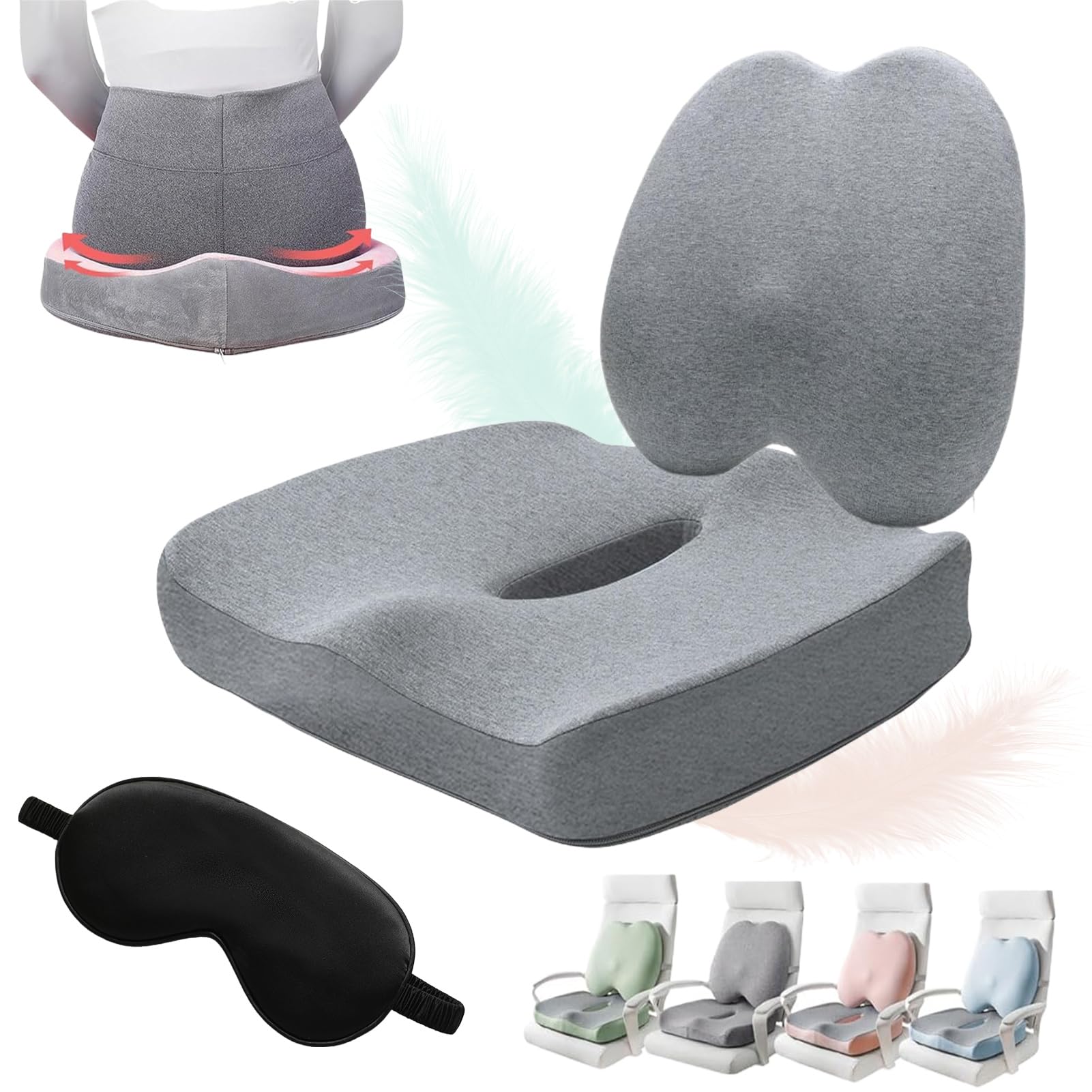 Cloud Support Cushion Pillow, Cloud Support Seat Cushion Pillow, Ergonomic Adjustable Cloud Support Memory Foam Seat Cushion, Car Seat Lumbar and Back Support Breathable Pillow (Gray)